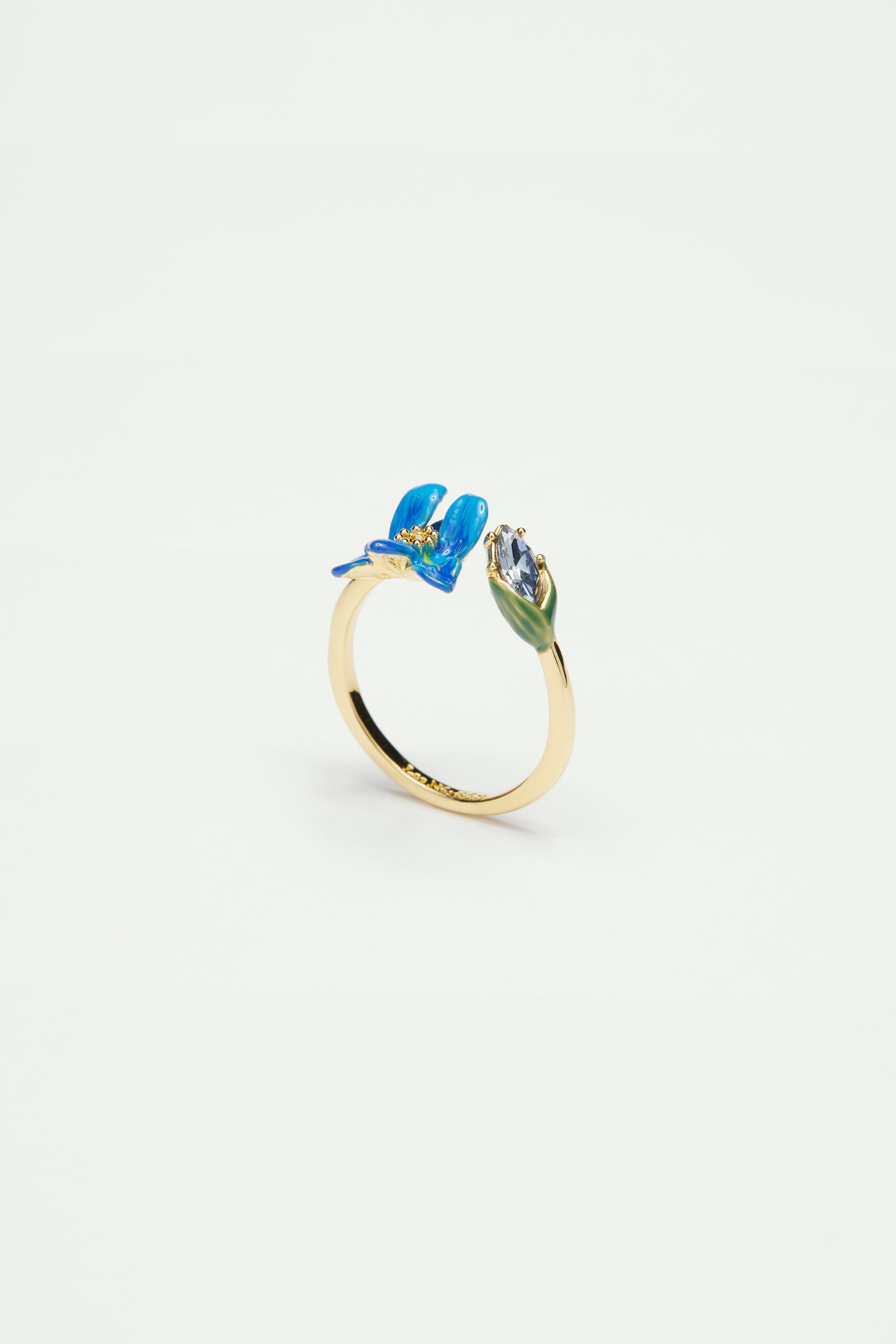 Siberian iris and faceted glass adjustable ring