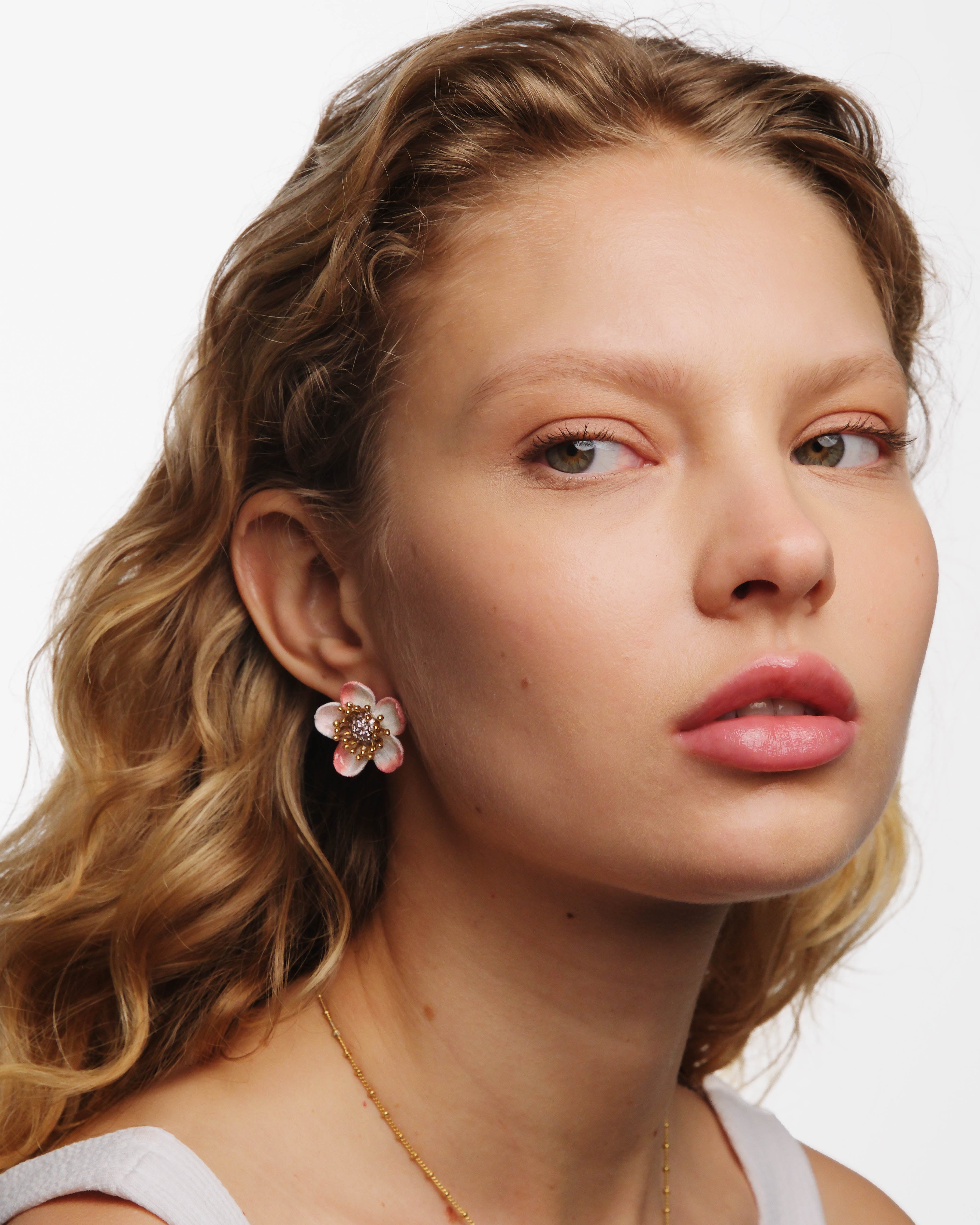 Apple blossom clip-on earrings