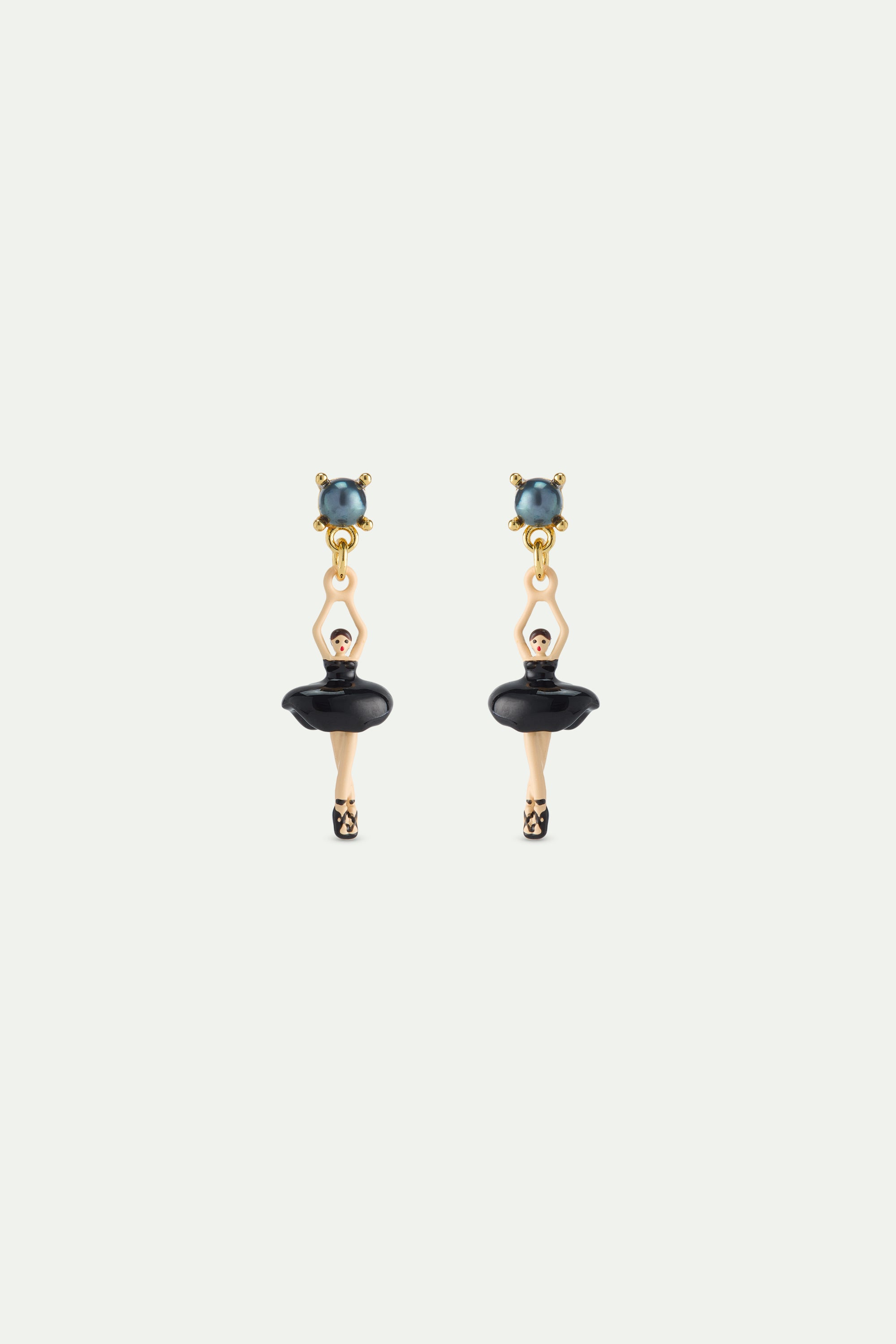 Ballerina black tutu and cultured pearl earrings