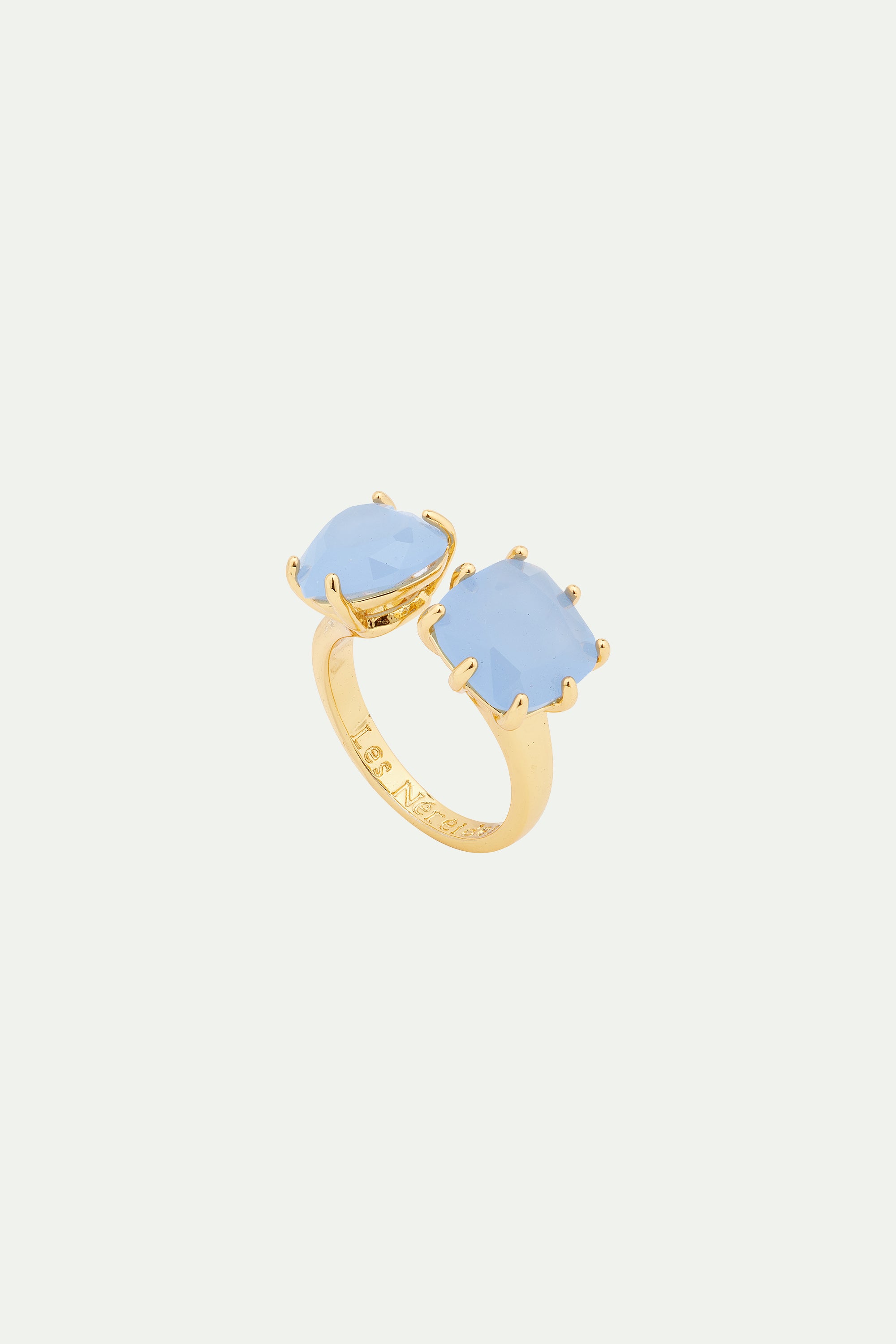 Sky blue Diamantine adjustable you and me ring