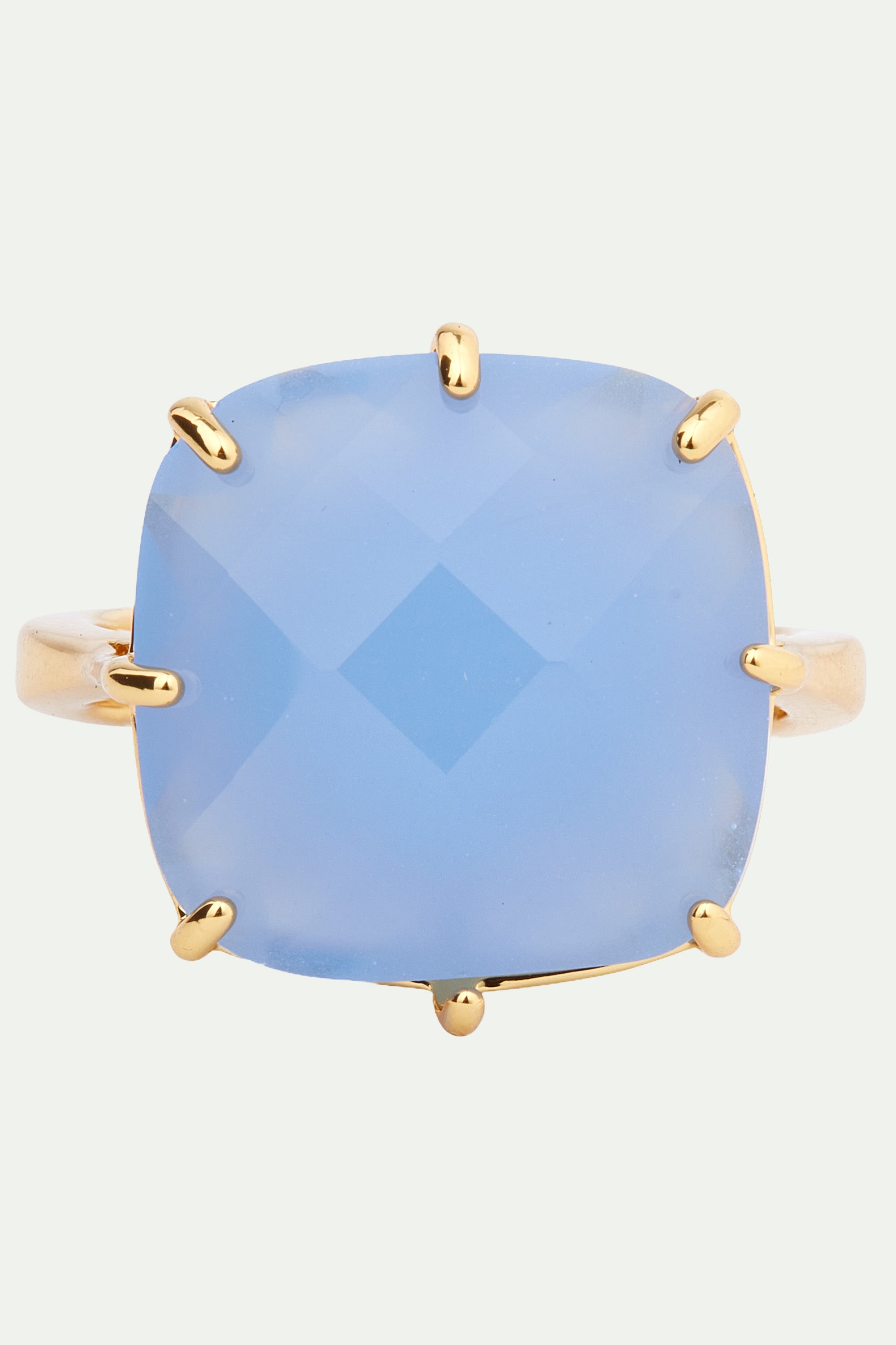 Sky blue Diamantine square solitaire ring