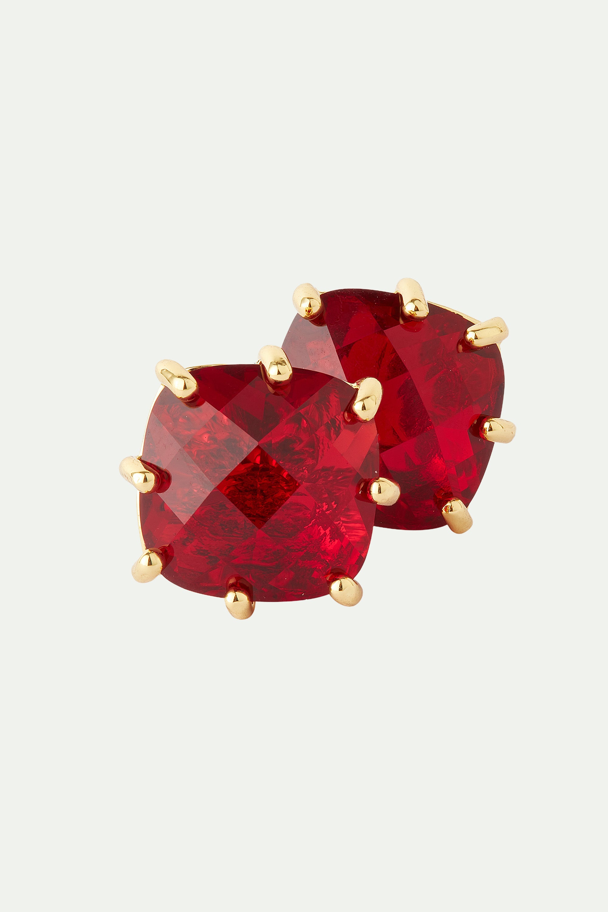 Pendientes de clip piedra cuadrada La Diamantine Rojo Granate