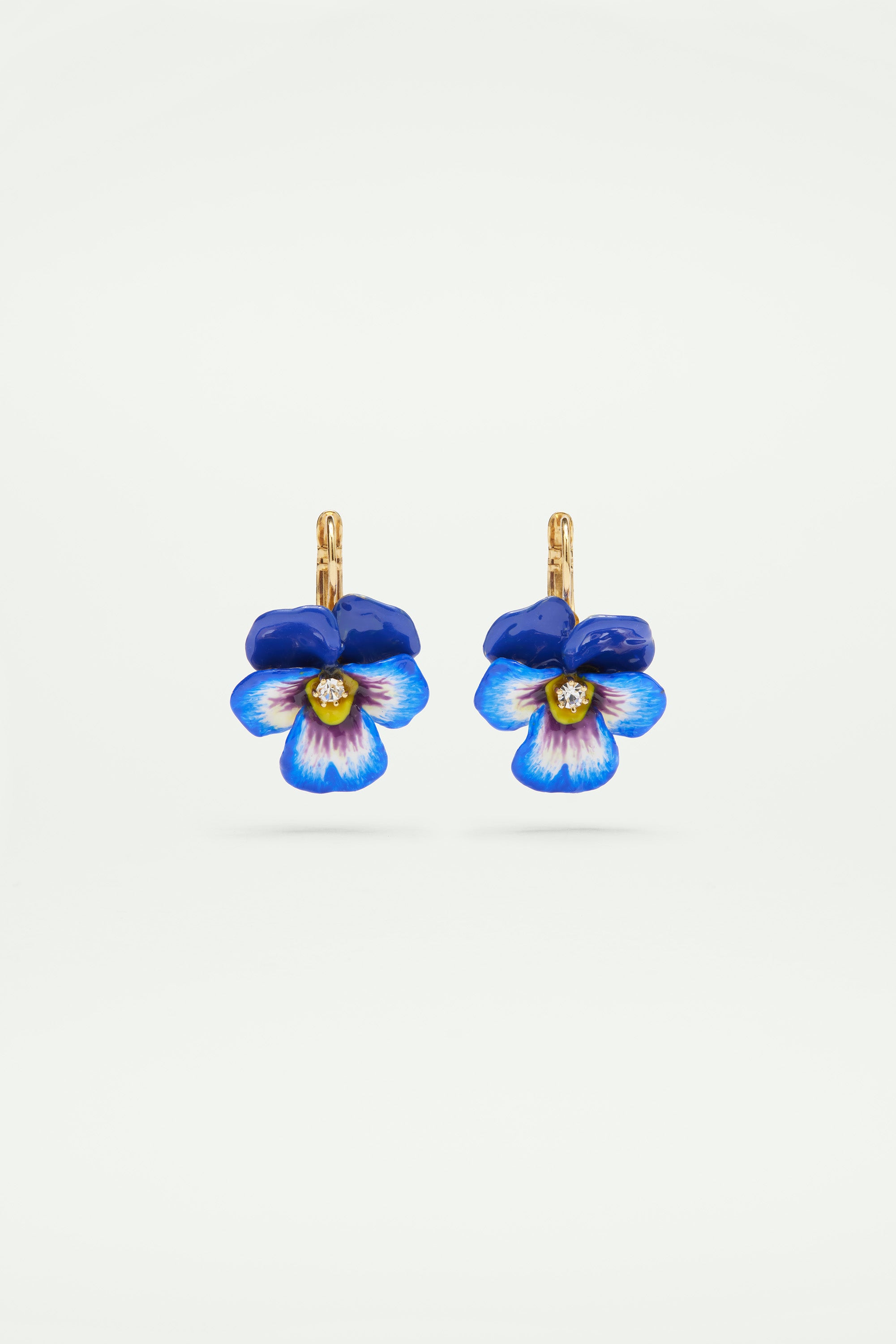 Pendientes dorminolas pensamiento azul y cristal