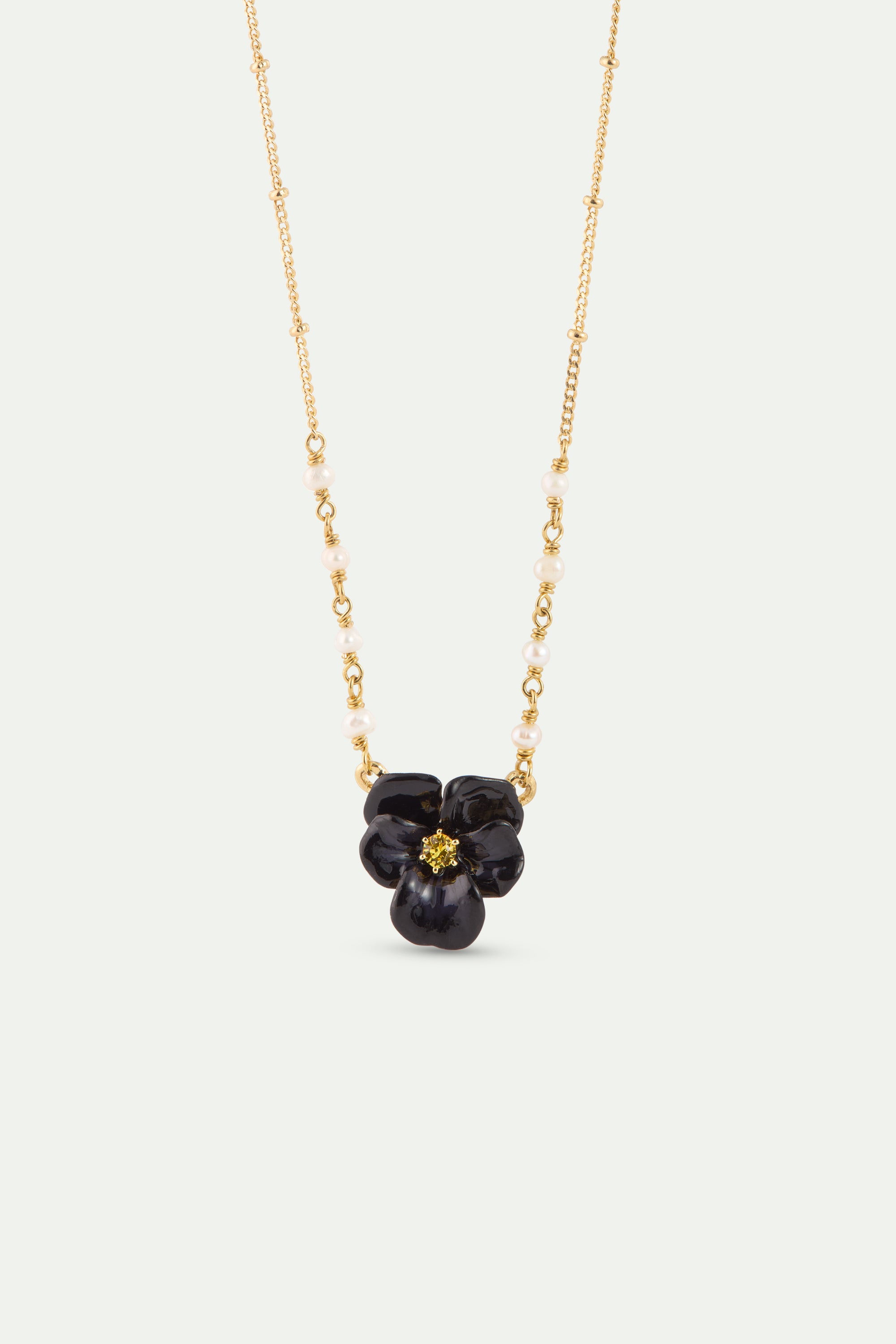 Collier pensée noire et cristal taillé