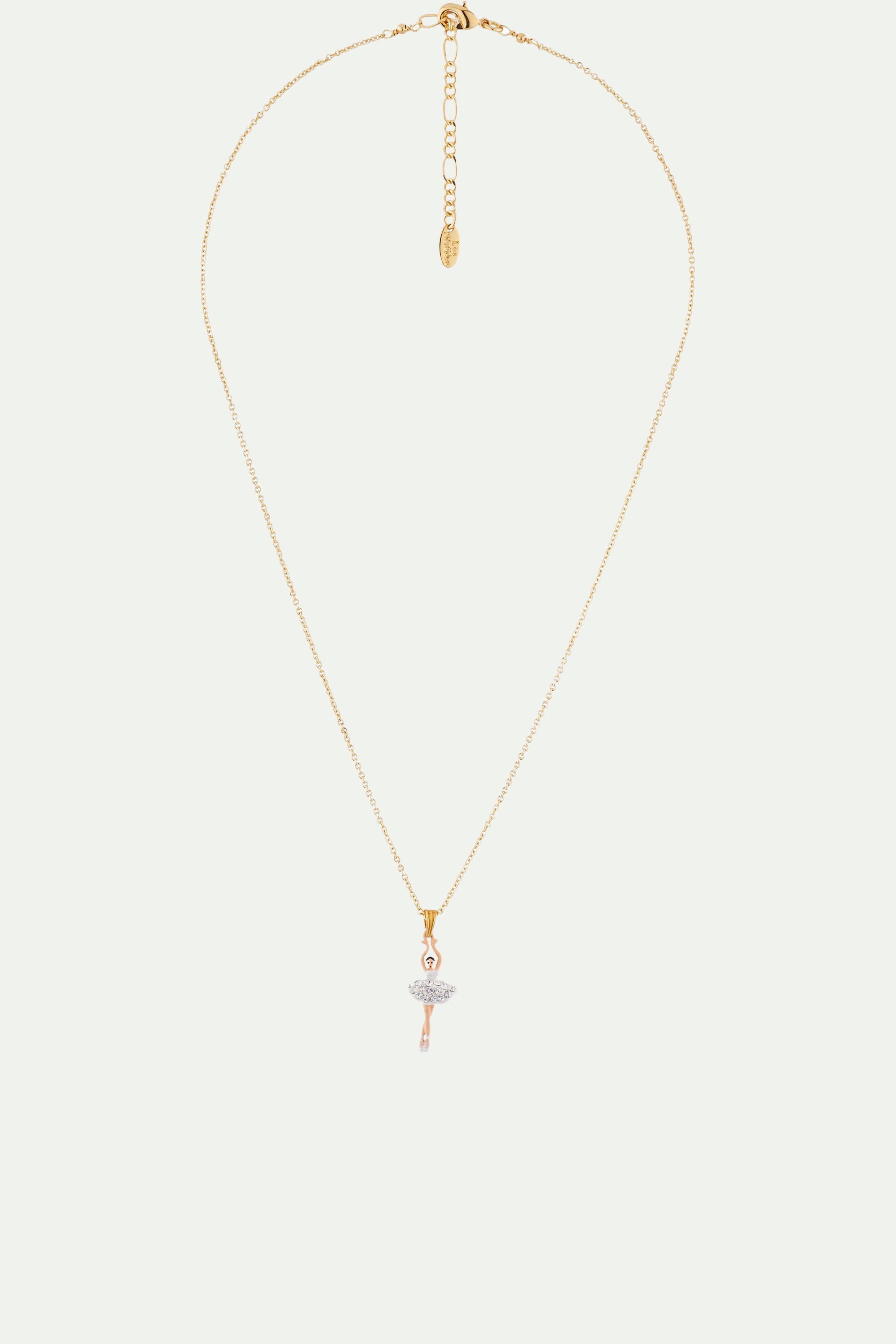 White Mini Ballerina pendant necklace with rhinestone