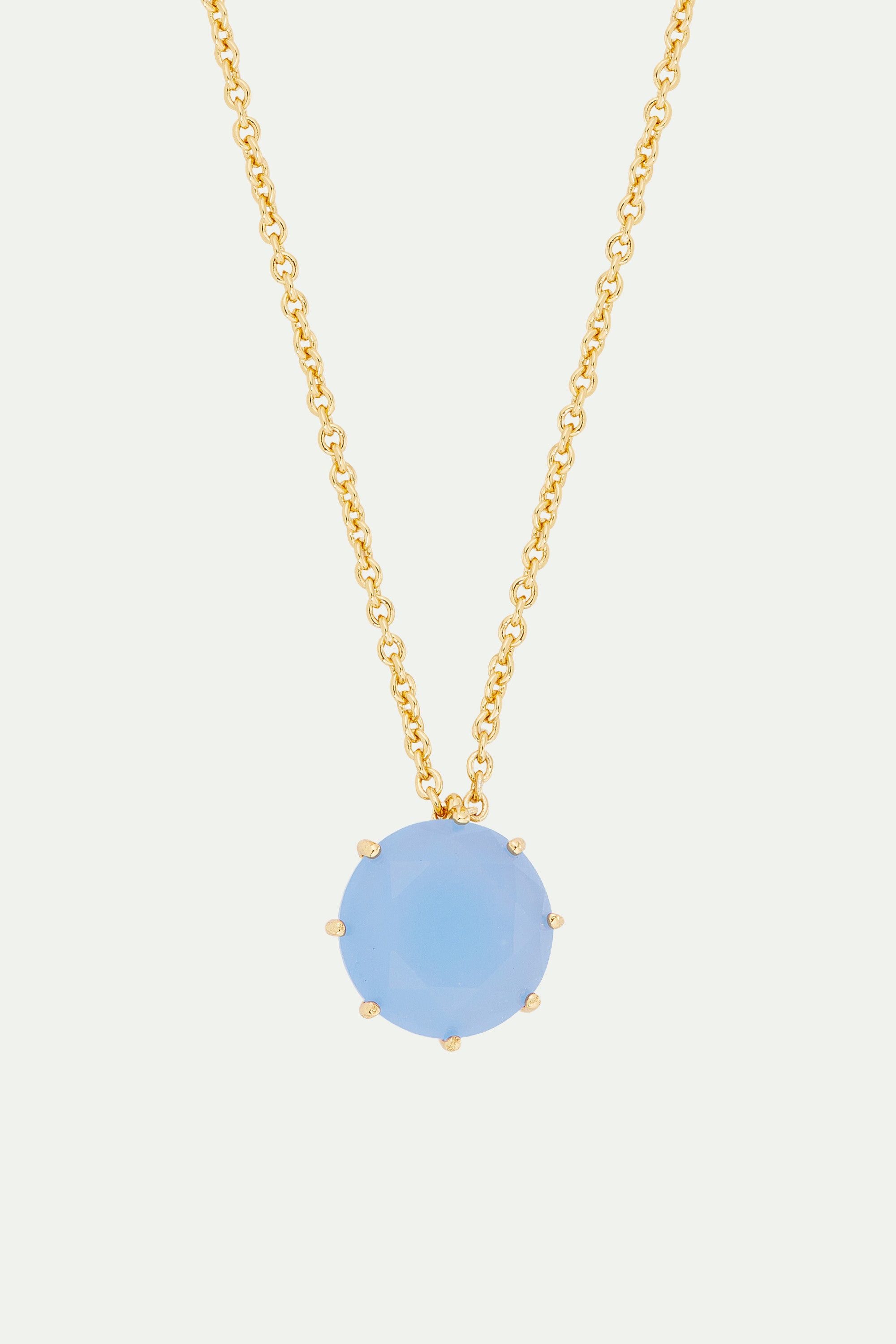 Sky blue Diamantine round stone long necklace