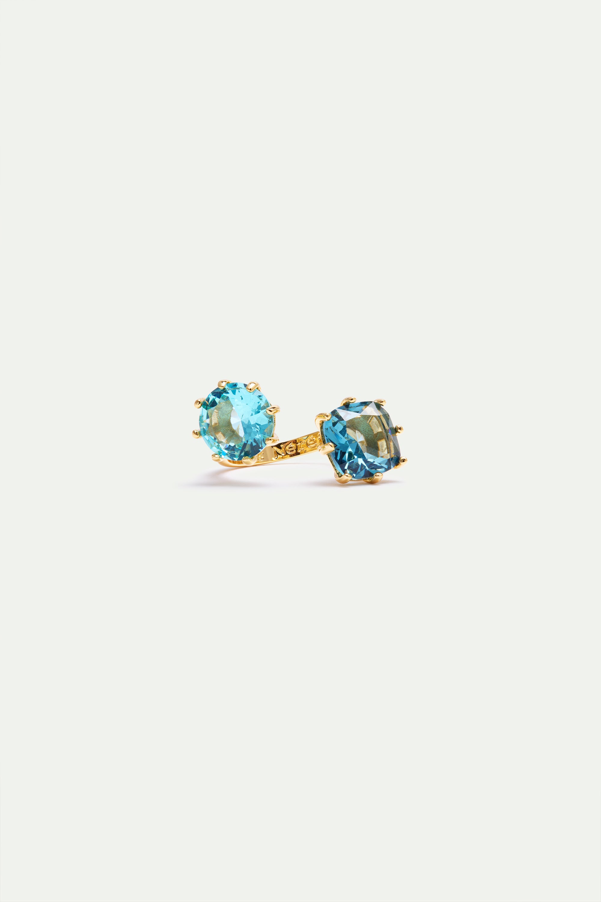 Diamantine adjustable ring with 2 Acqua Azzura stones