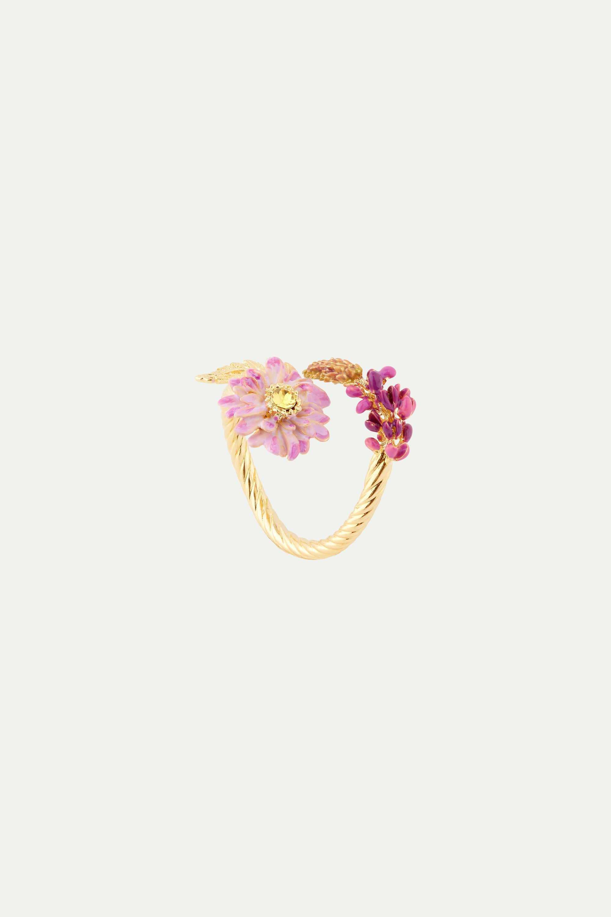 Lupine and lotus flower adjustable ring