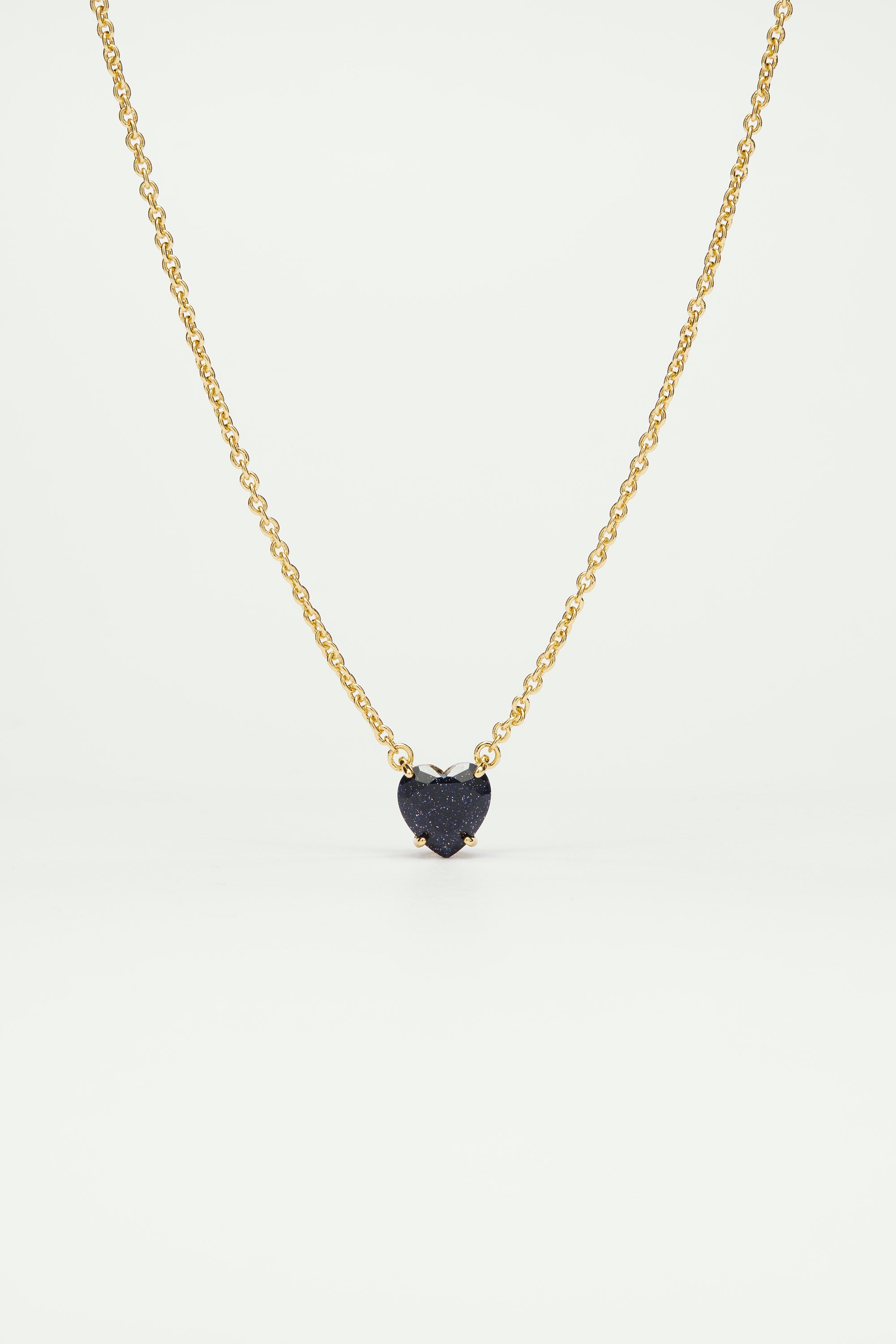 Deep Sparkling Blue Heart Stone La Diamantine Pendant Necklace