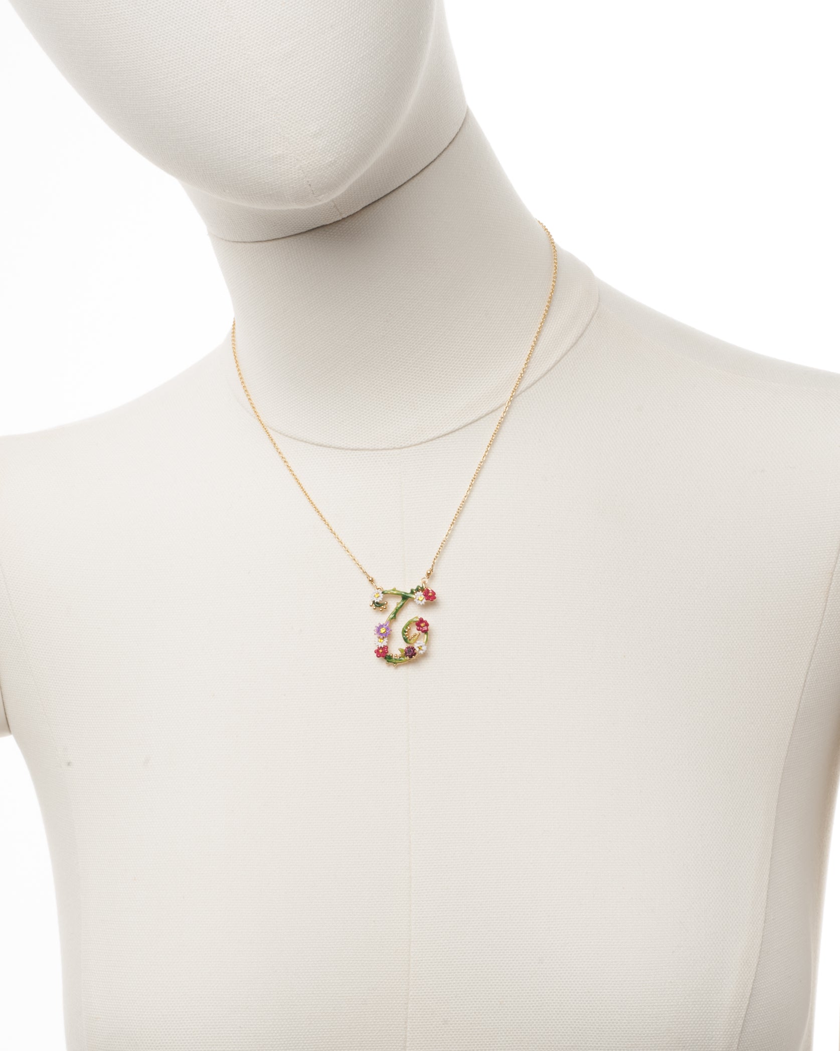 Collier lettre florale T