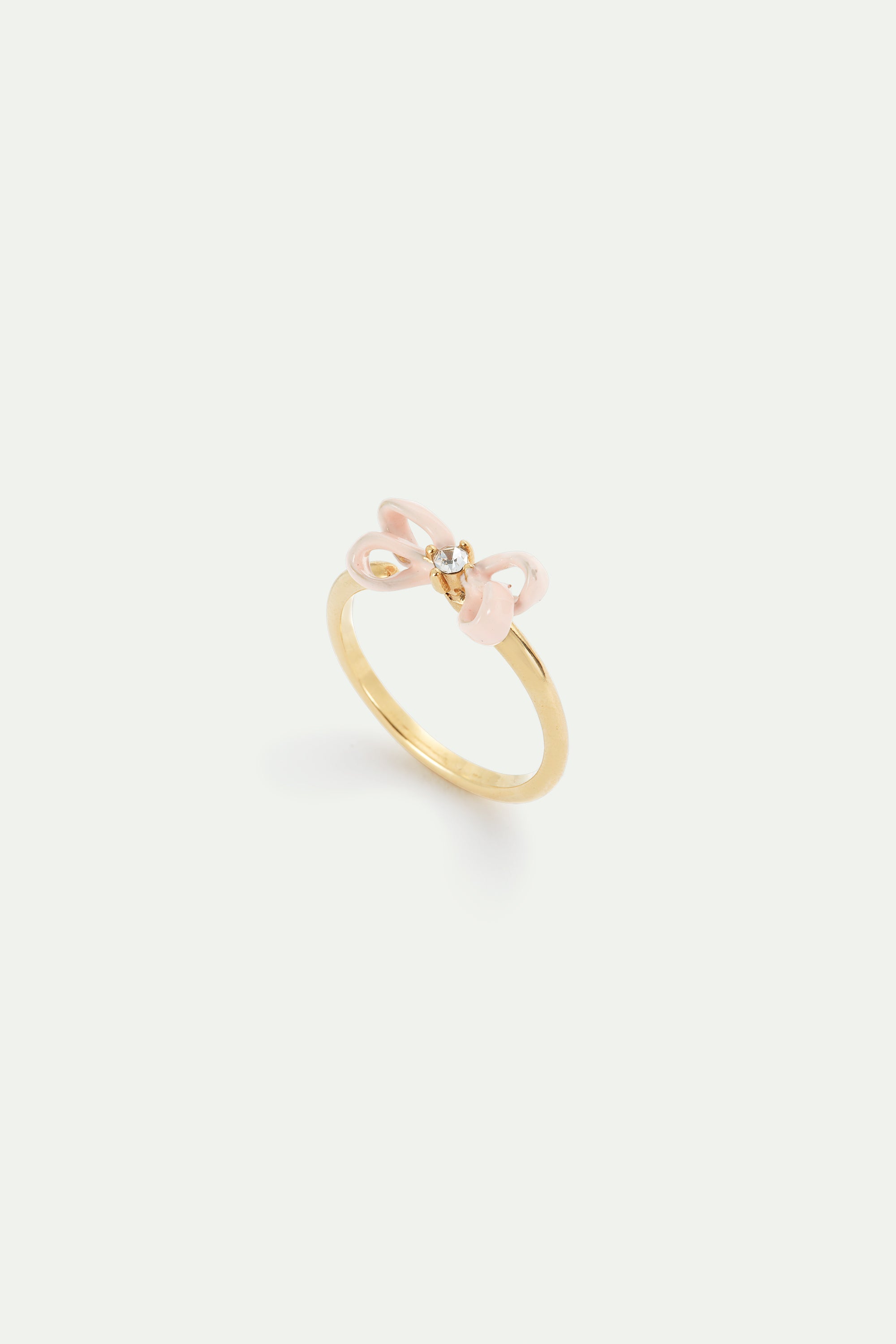 Anillo ajustable cinta rosa y cristal