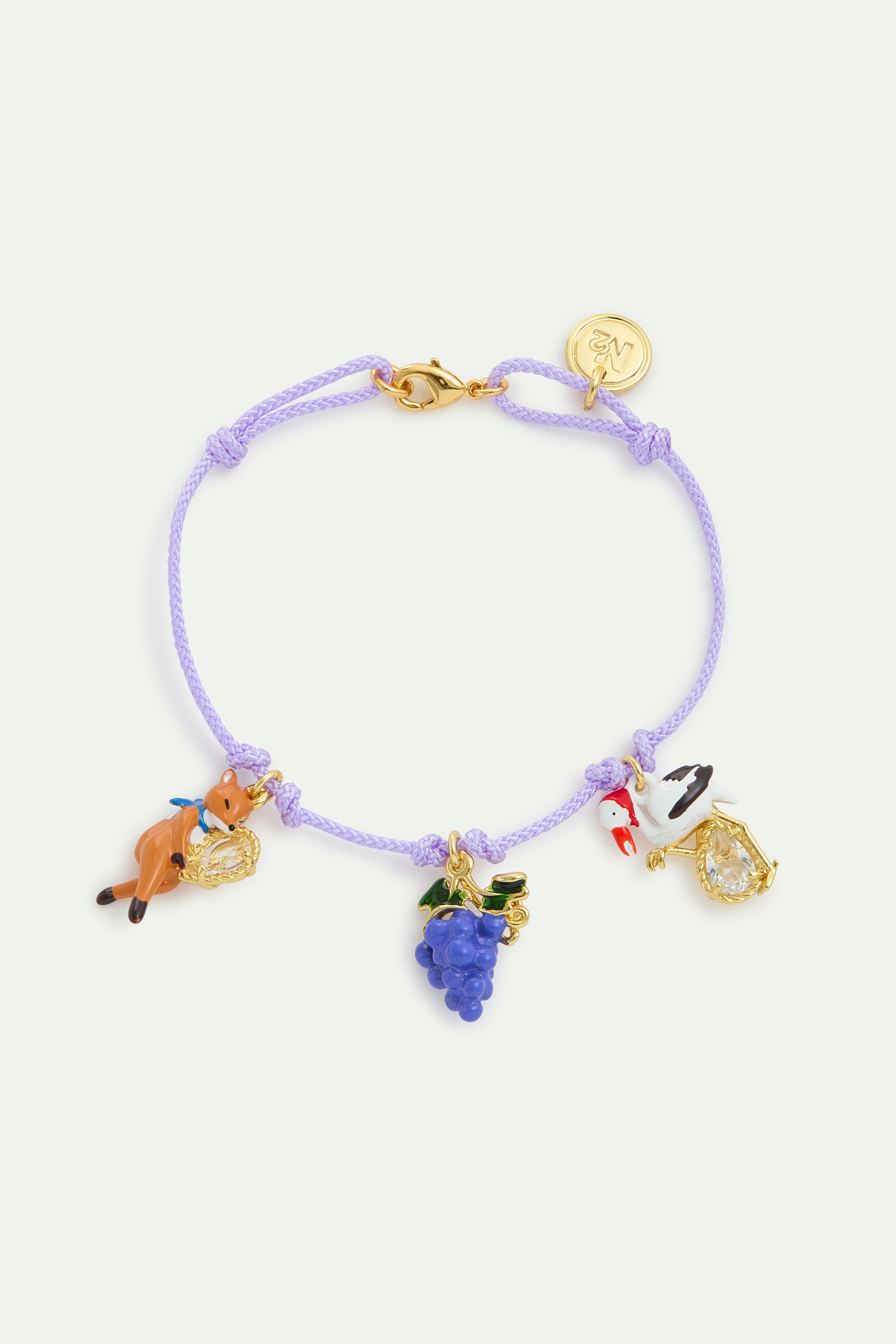 Bracelet violet le Renard et la Cigogne, raisin et verre facetté