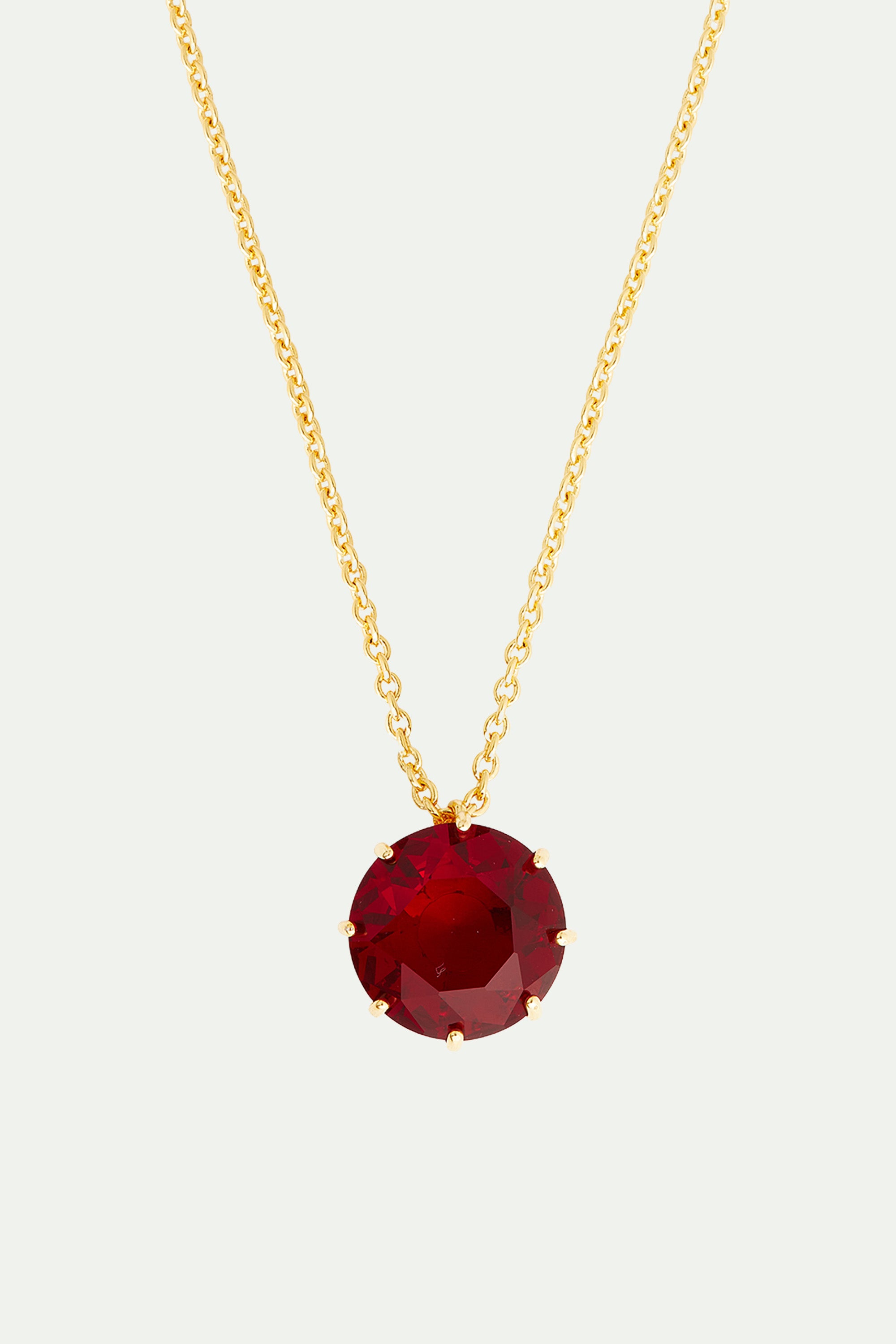 Garnet red diamantine Round stone long necklace