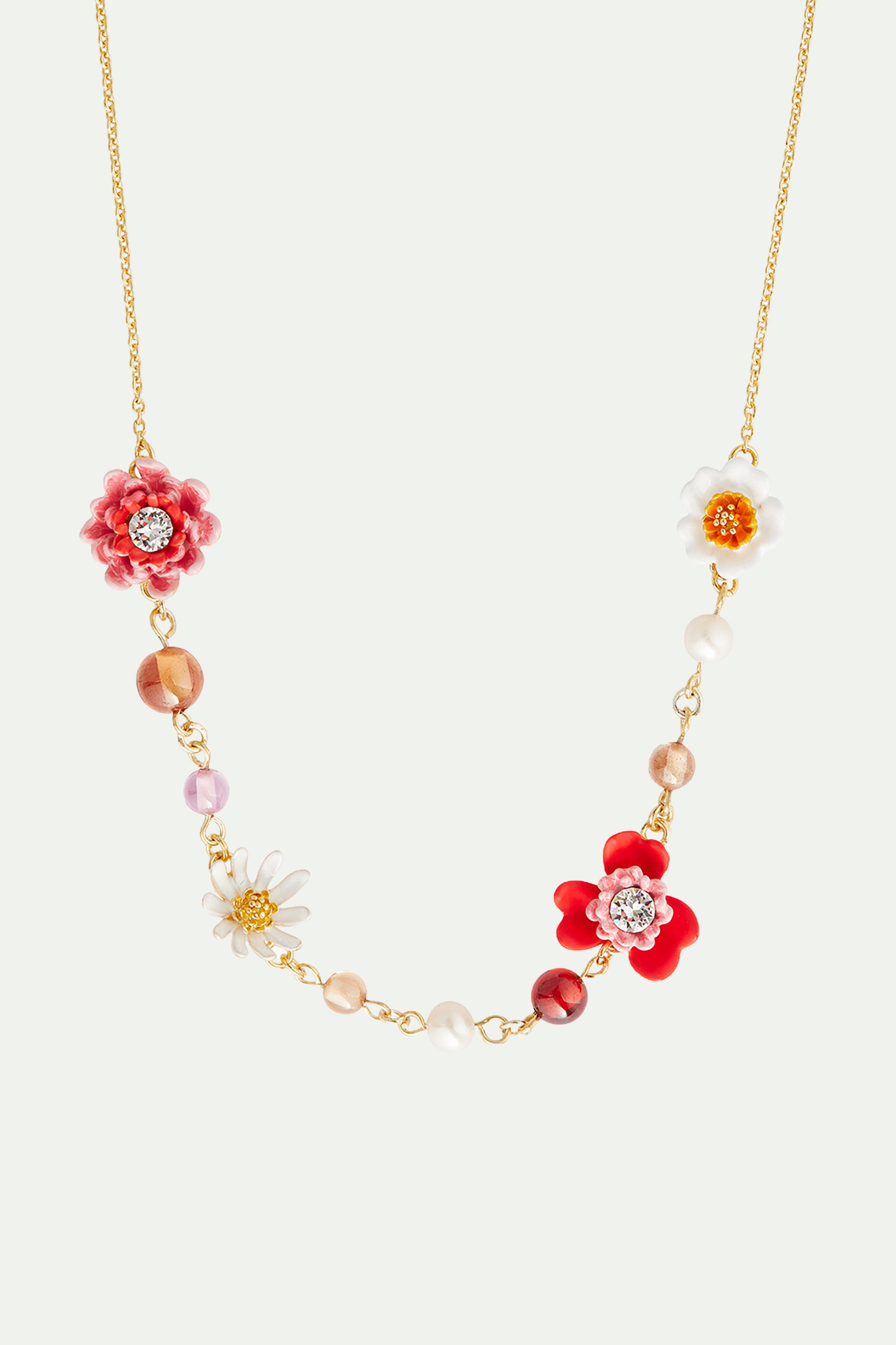 Anemone and gerbera thin necklace