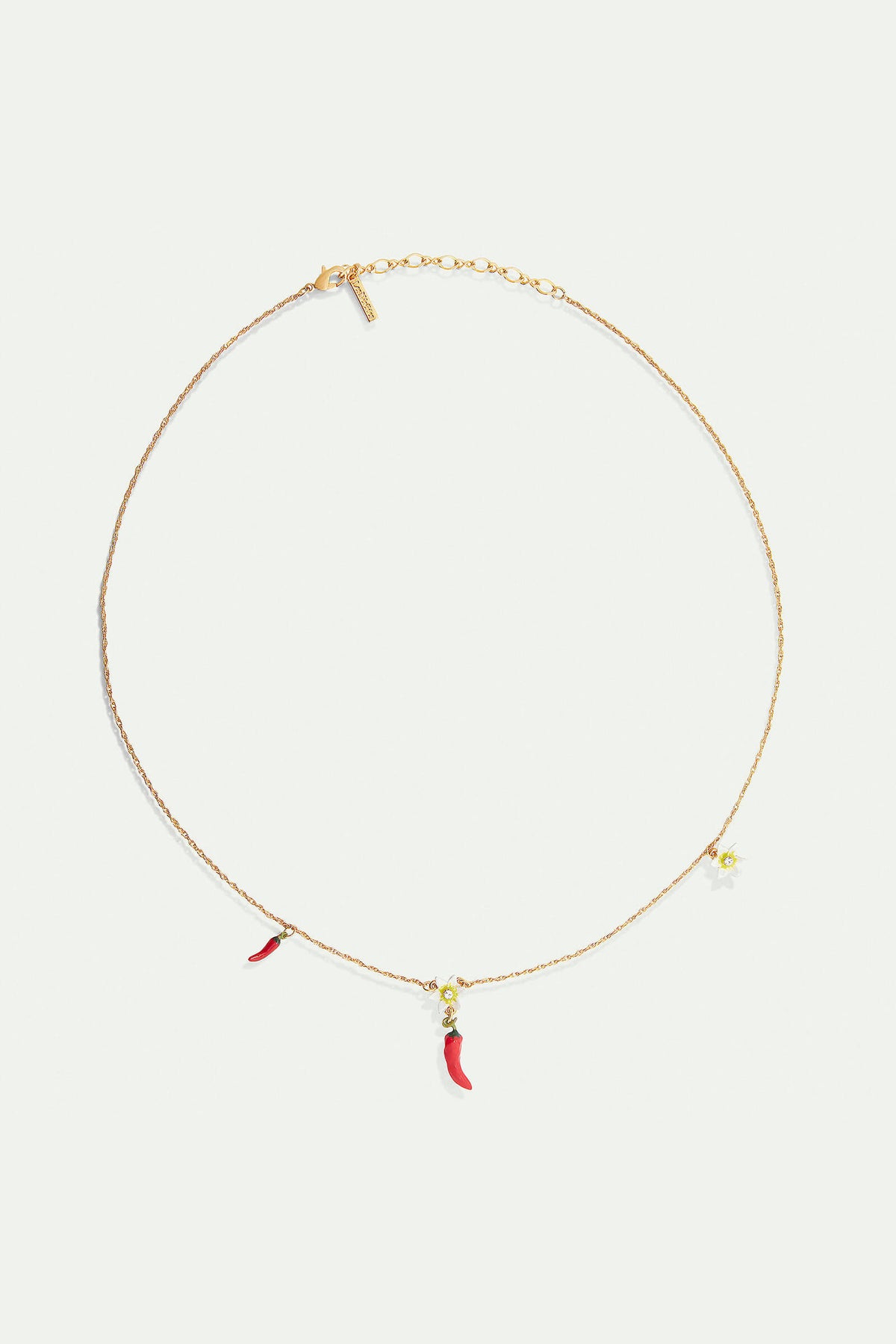 Red chillies and flowers pendant necklace