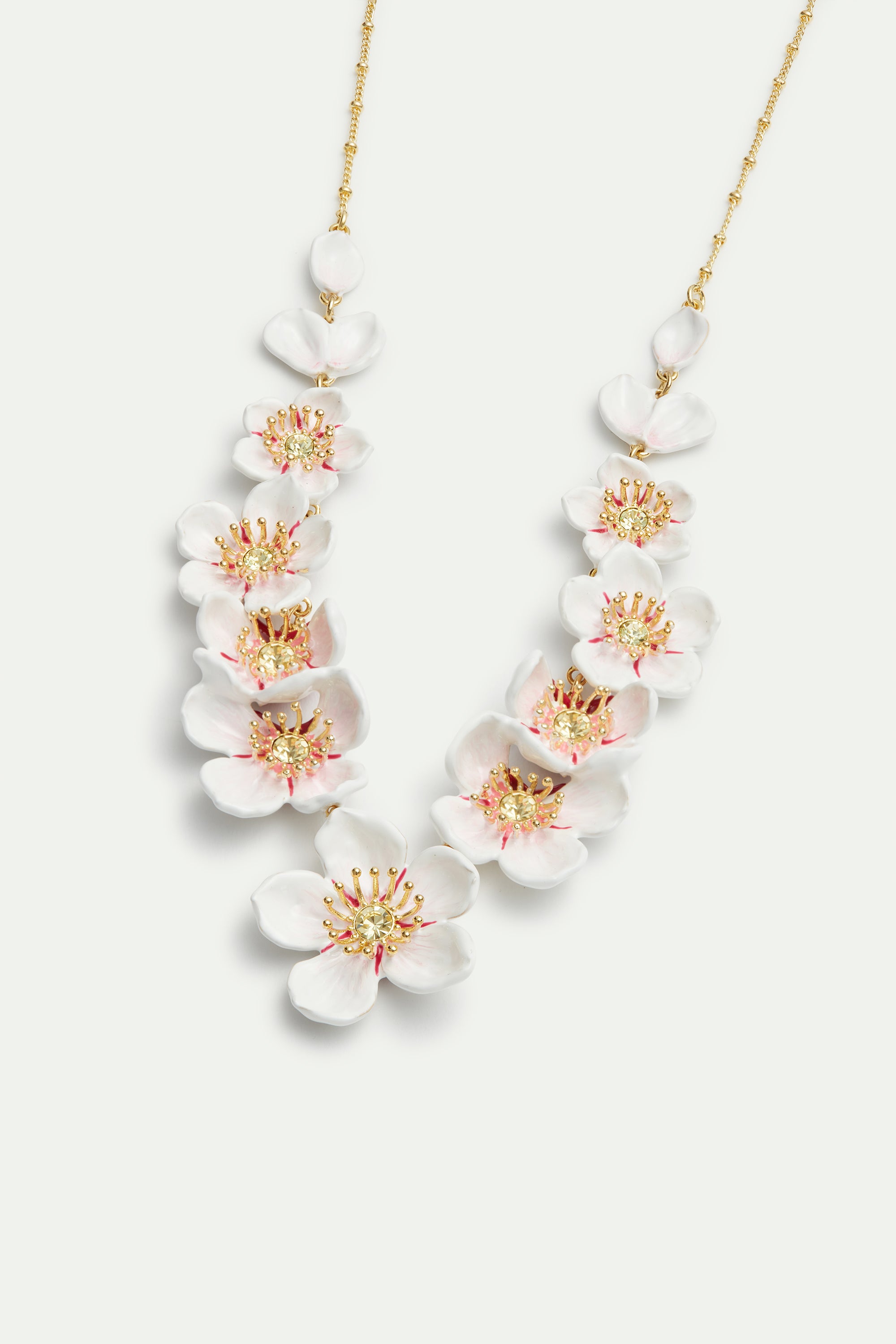 White cherry blossom statement necklace