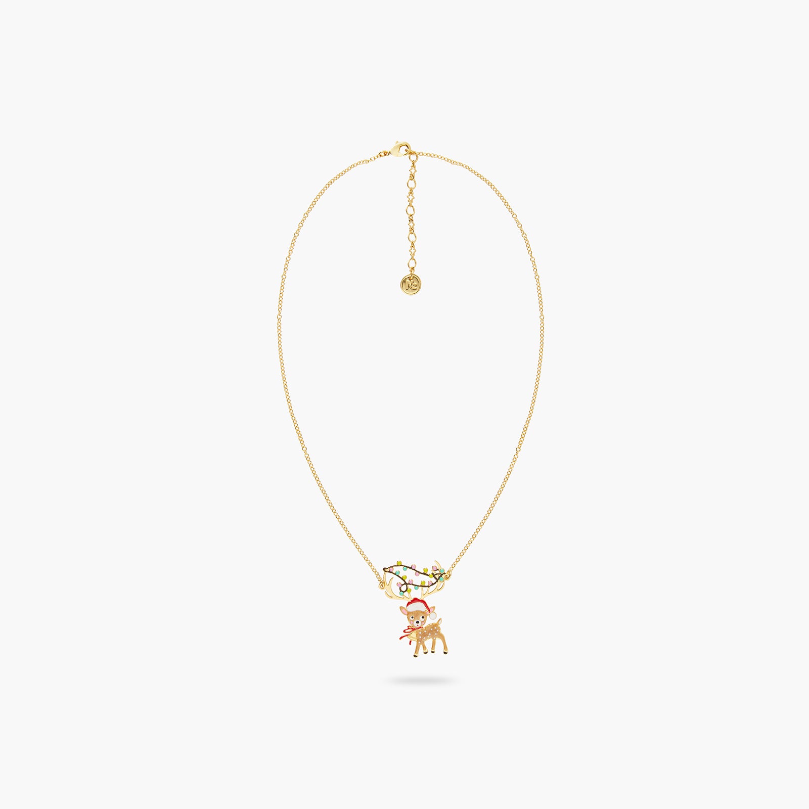 Reindeer and fairy light pendant necklace