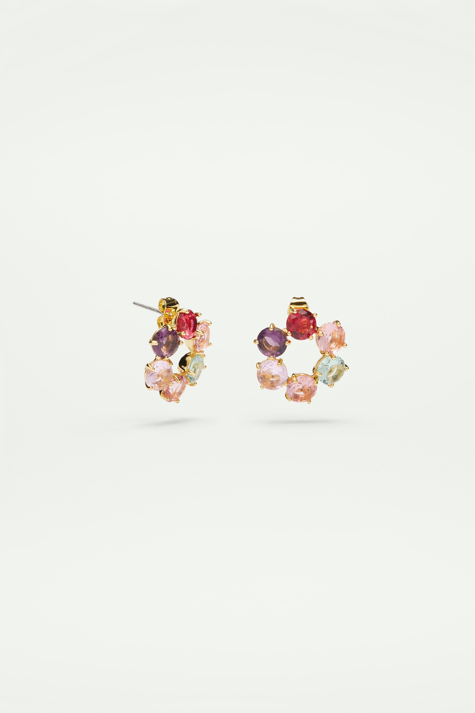 6 stones La Diamantine Multicoloured small Clip on Hoop earrings