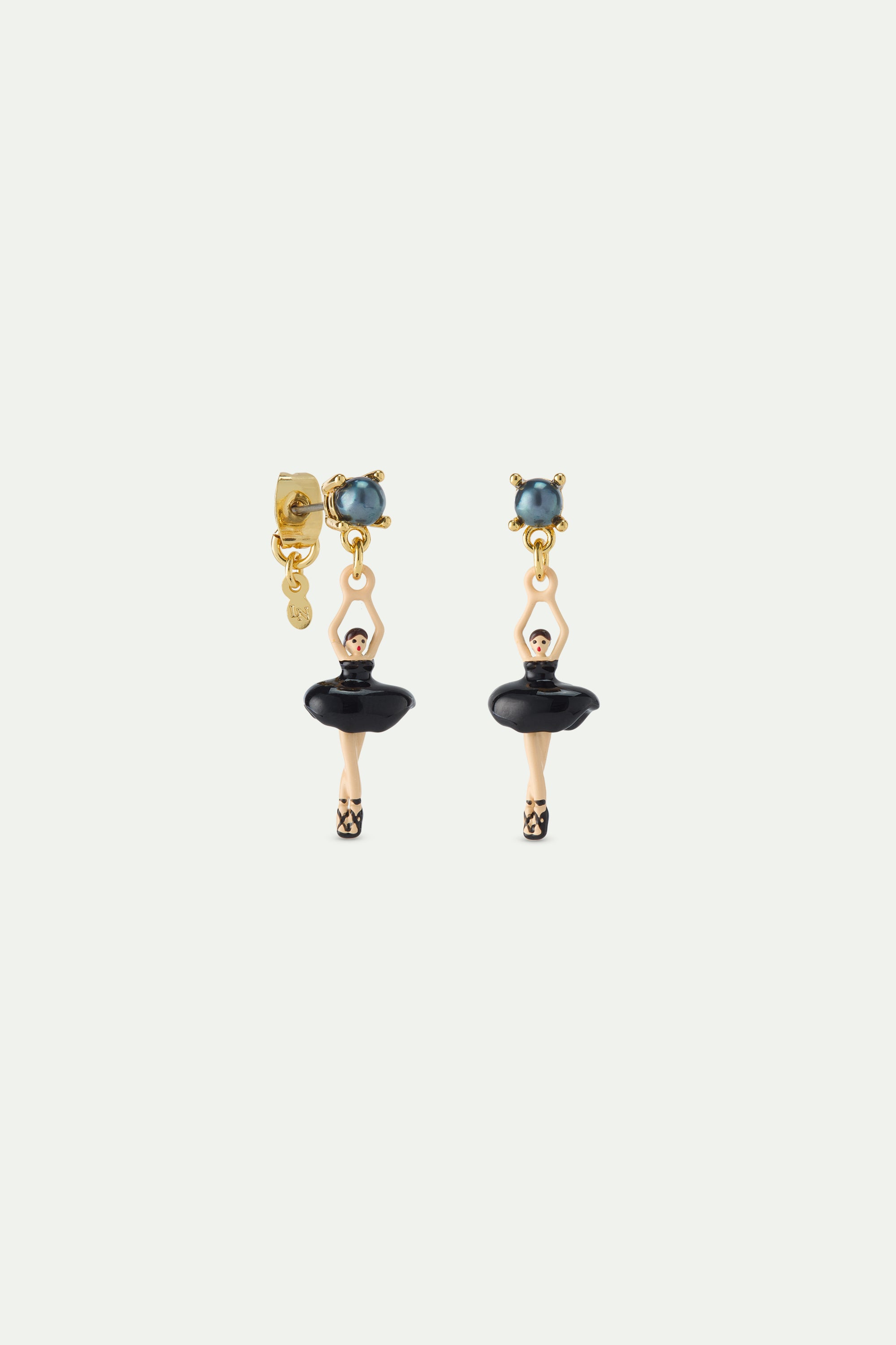 Ballerina black tutu and cultured pearl earrings