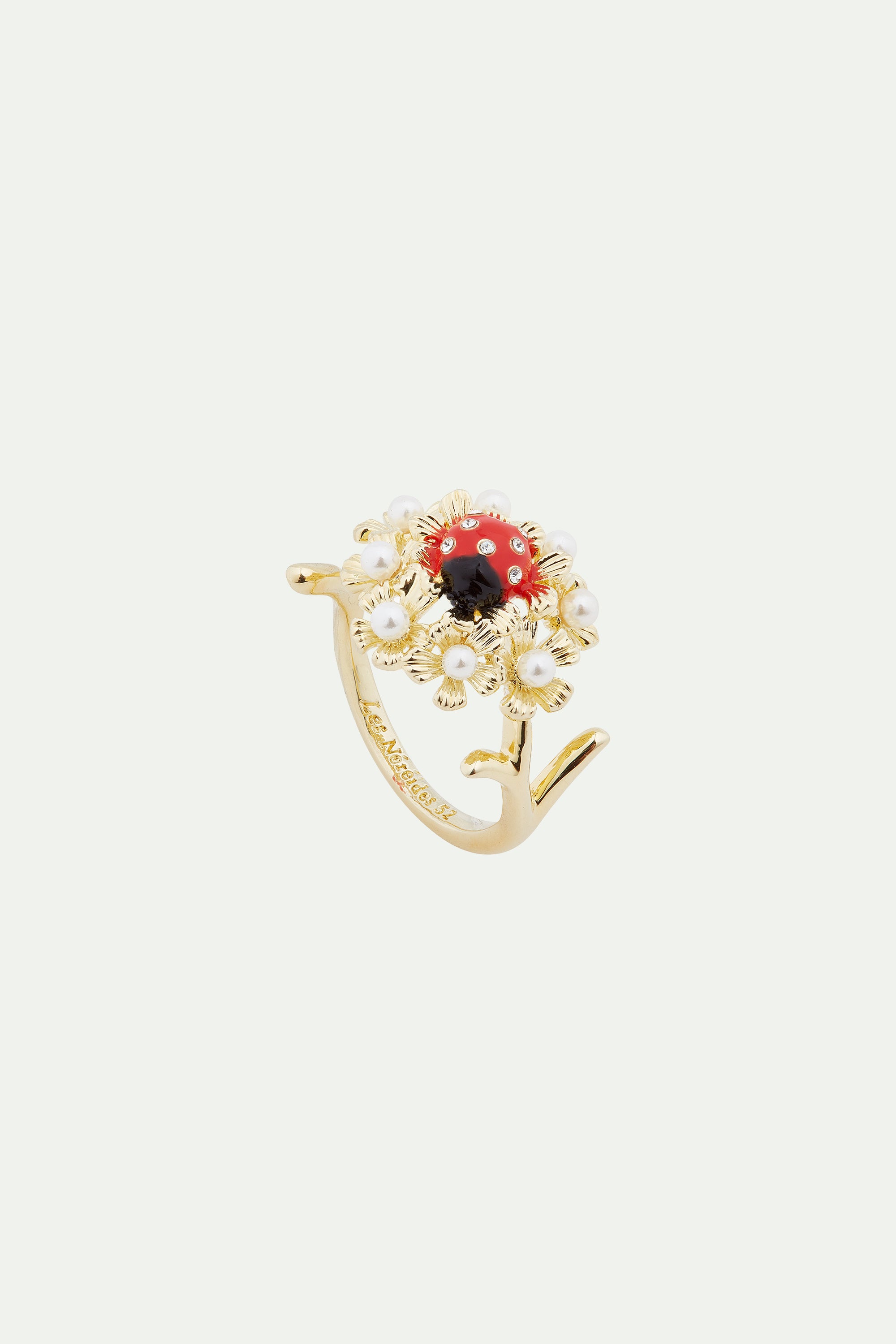 Ladybird and wood anemone cocktail ring