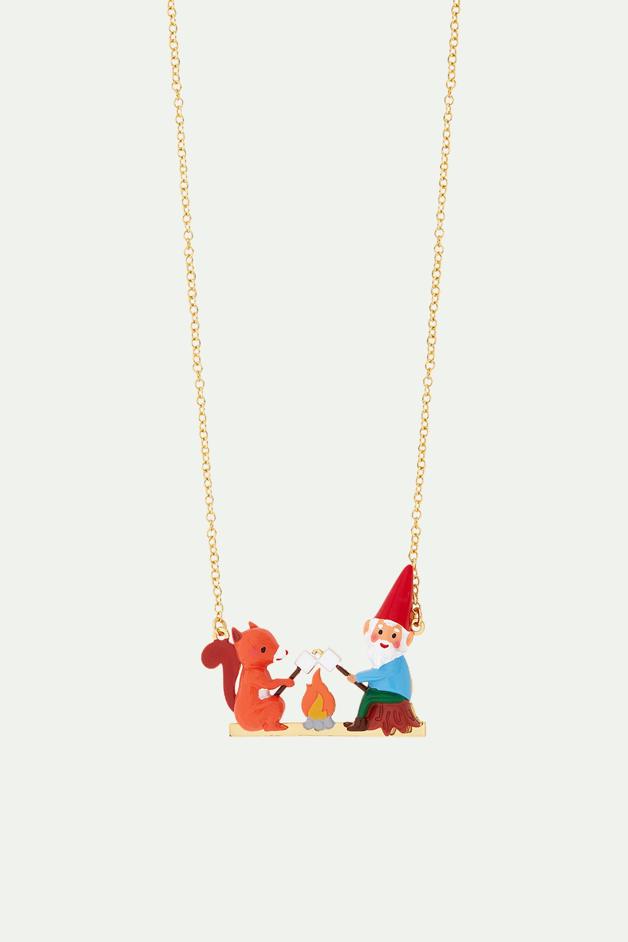 Squirrel, gnome and marshmallow statement necklace