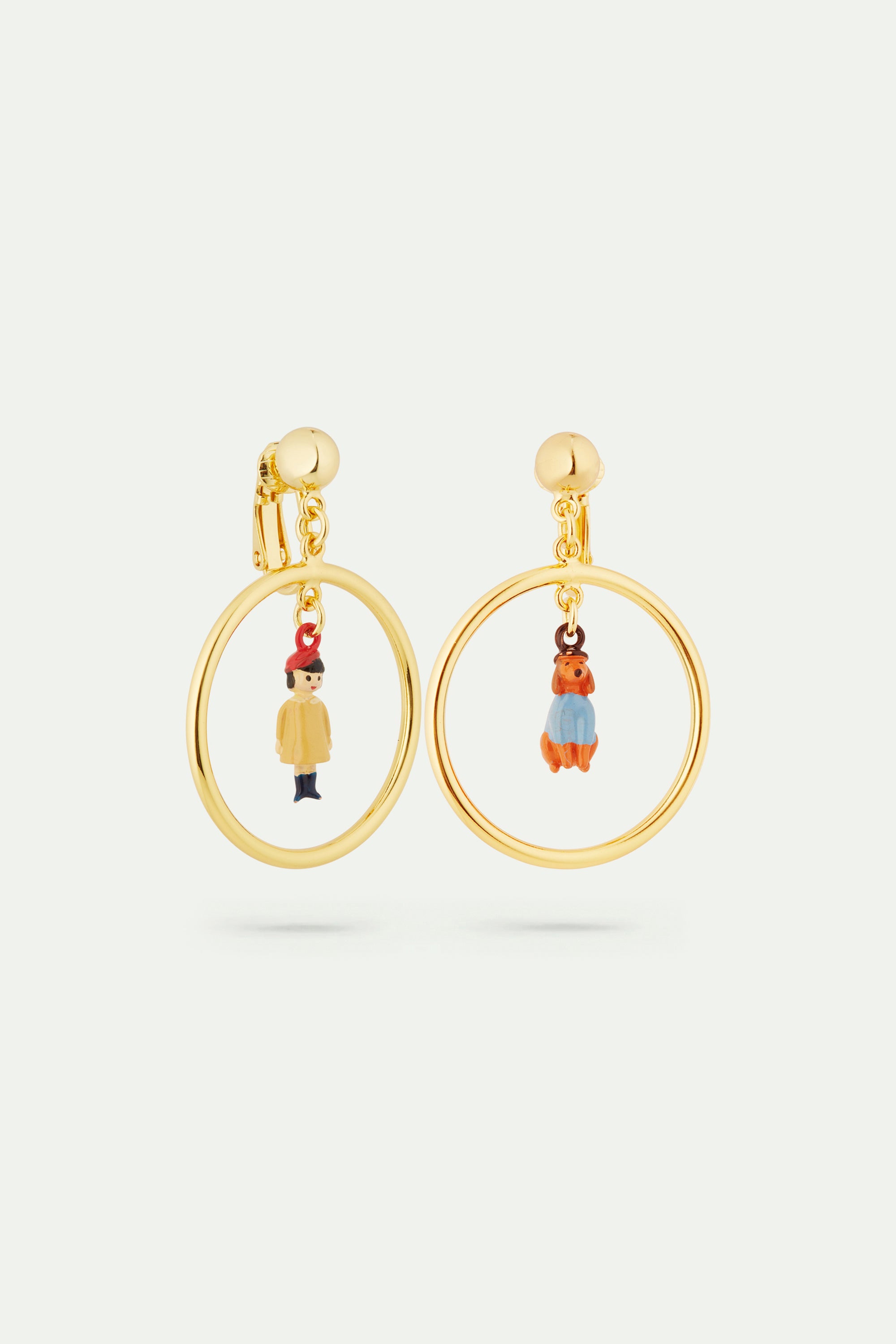 Asymmetrical little girl and dachshund earrings