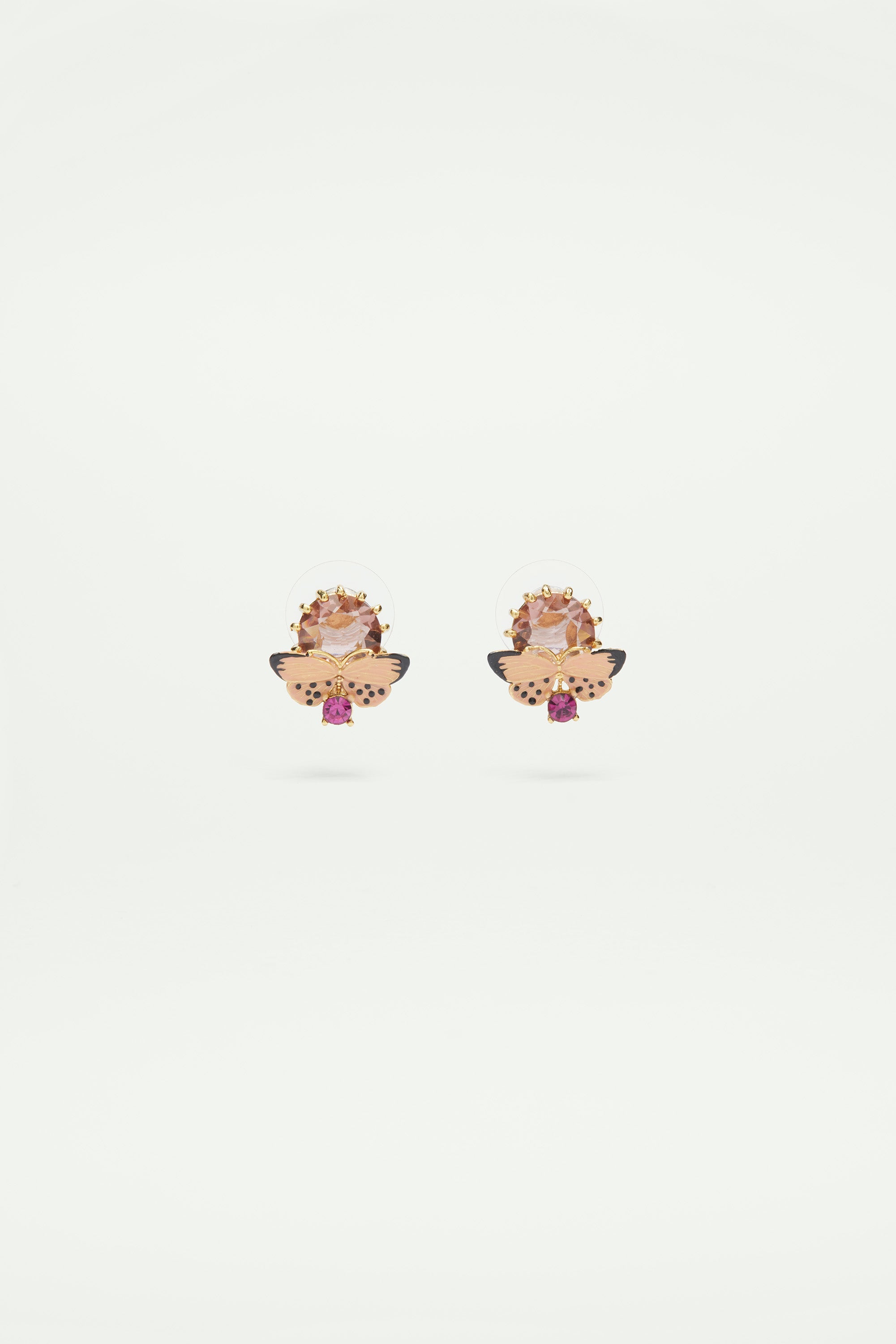 Pendientes mariposa esmaltada y piedras redondas