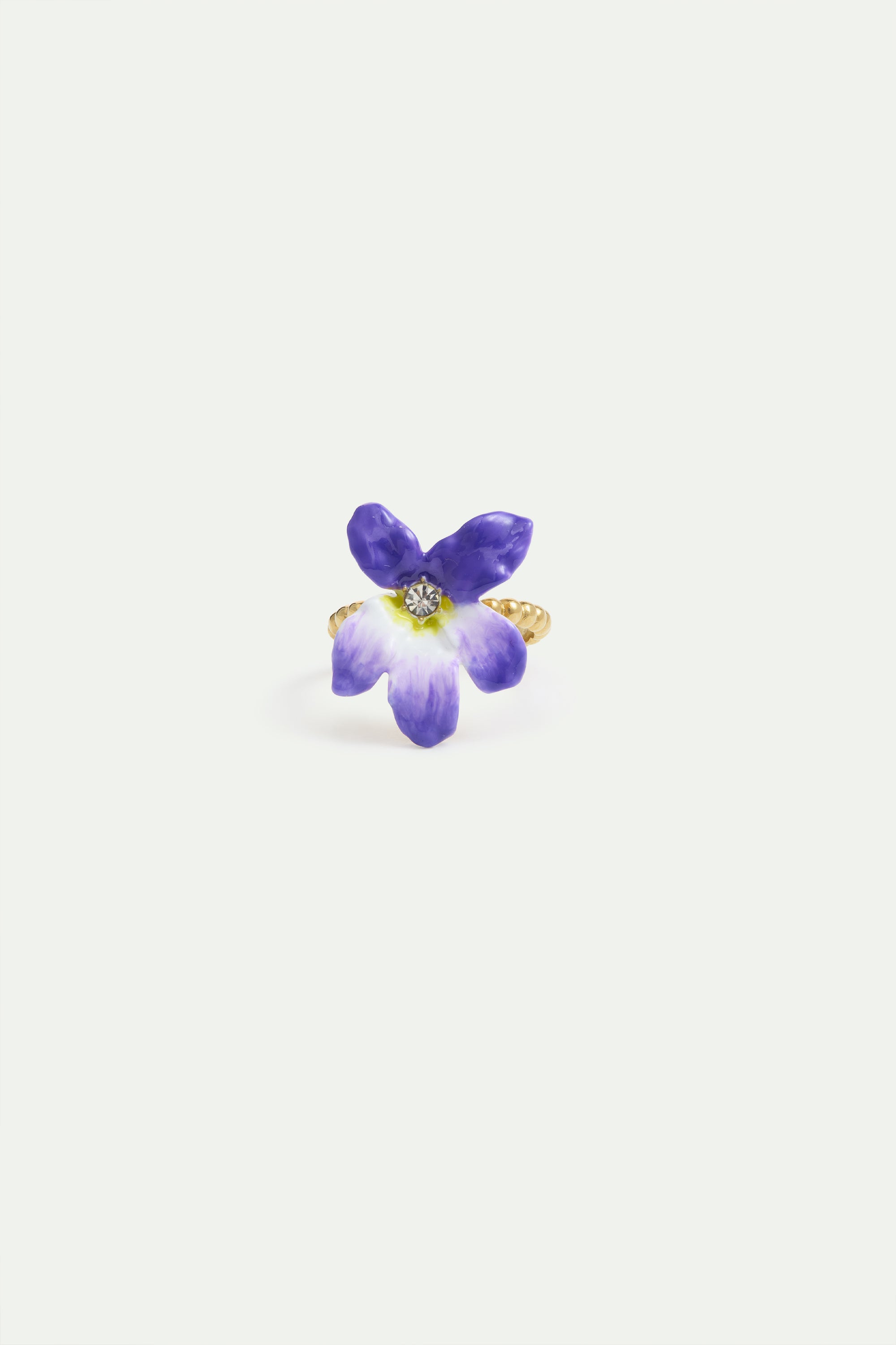 Bague ajustable grande violette et cristal facetté