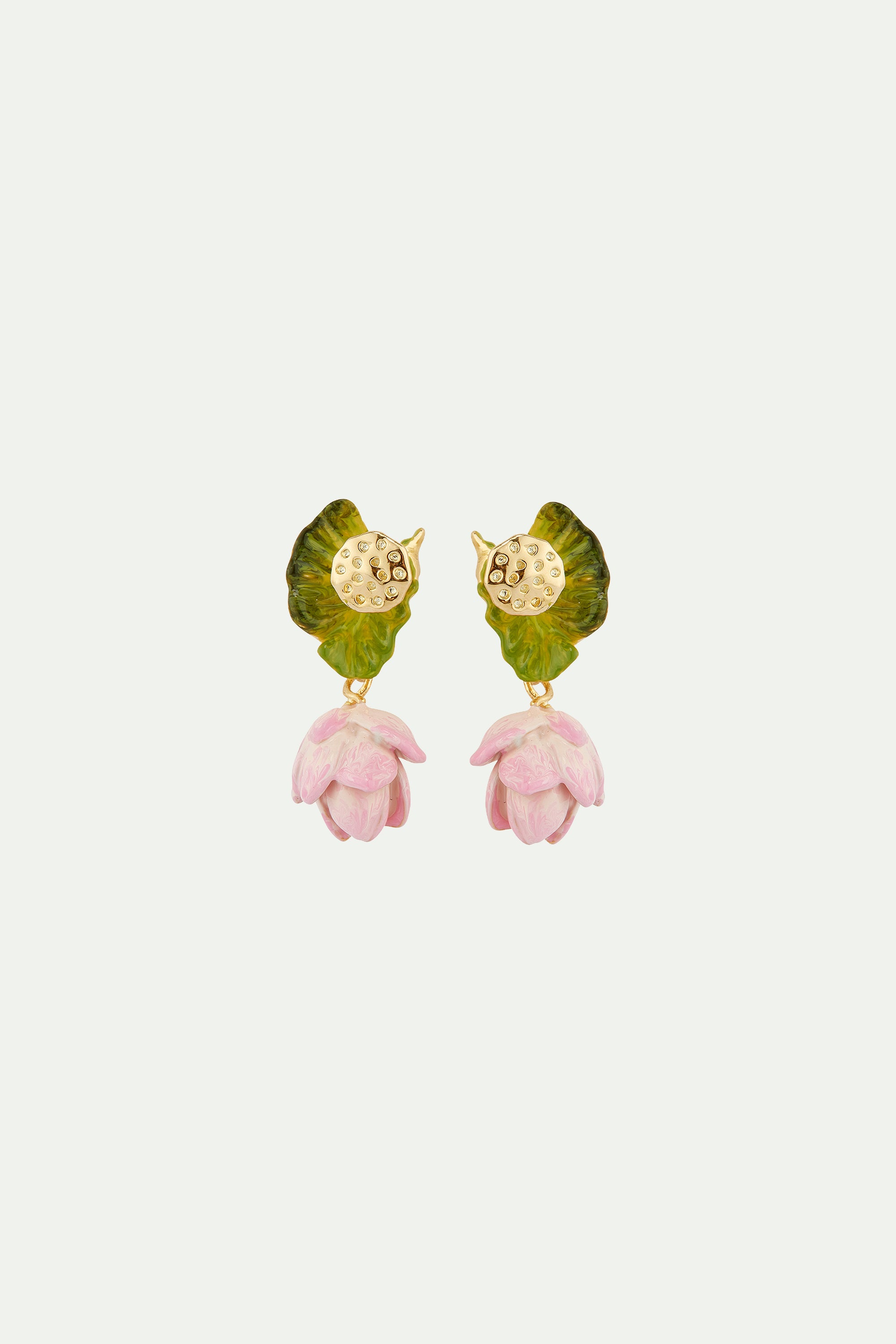 Lotus flower and water lily post earrings