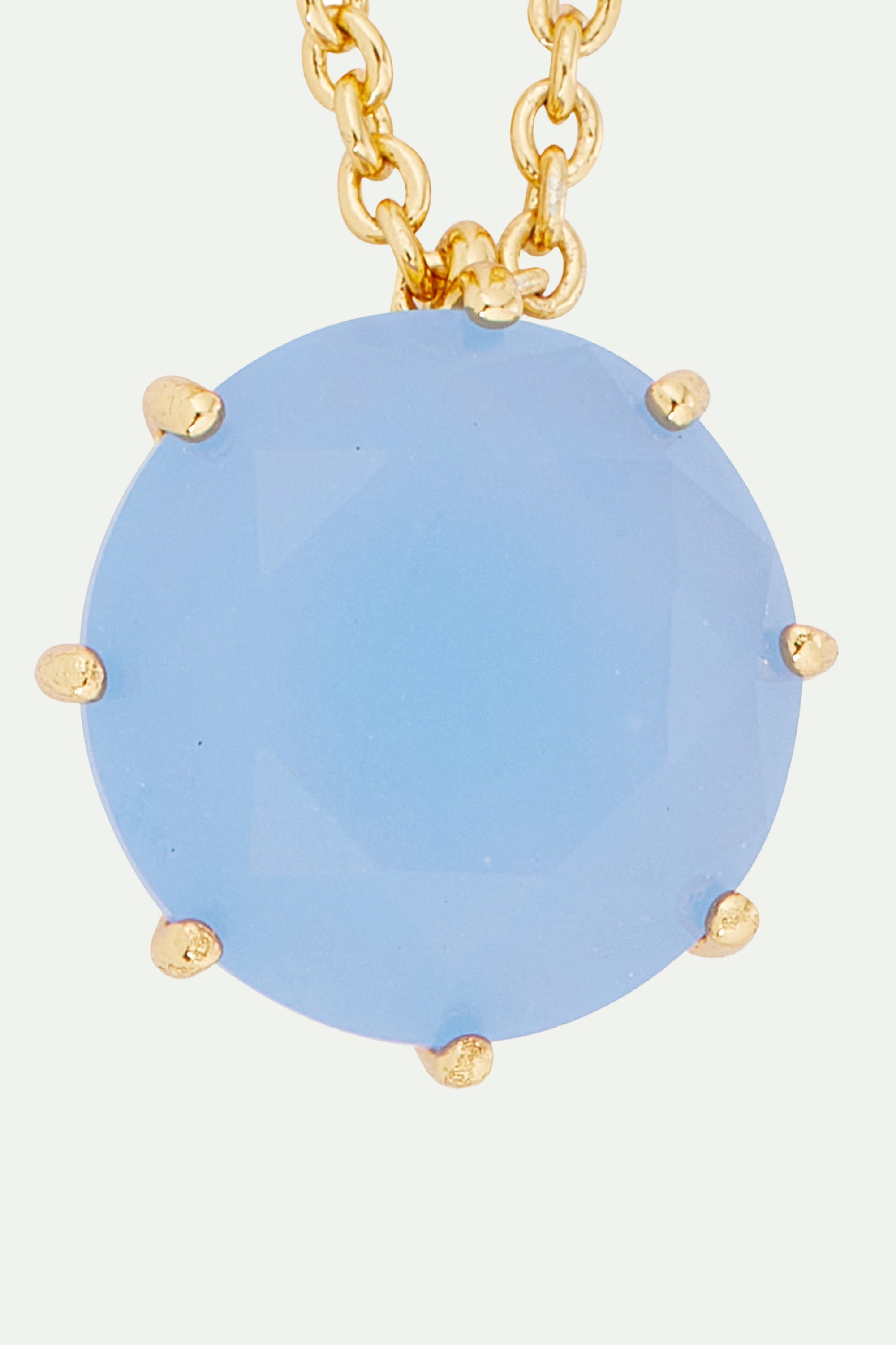 Sky blue Diamantine round stone long necklace