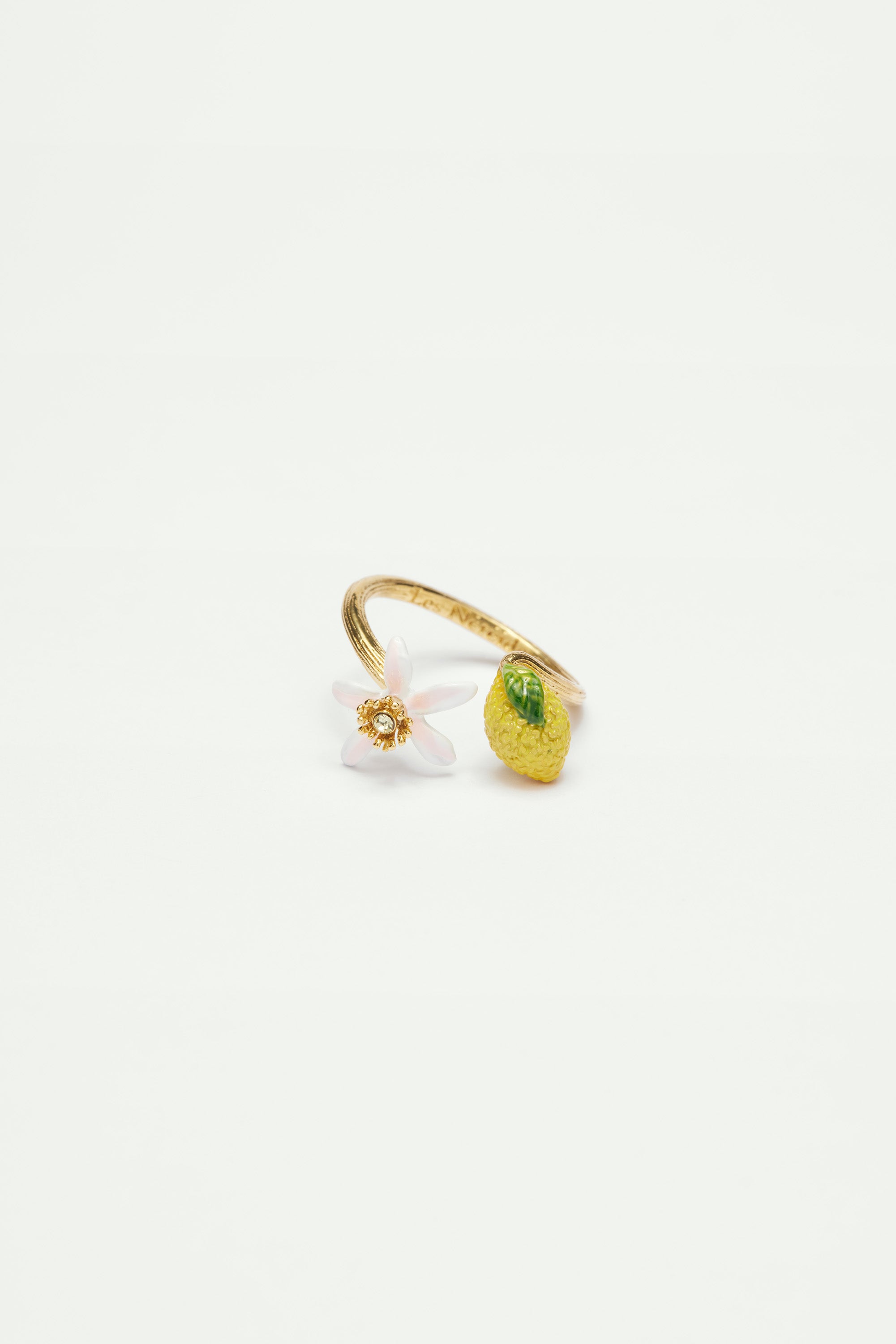 Lemon and lemon blossom adjustable ring