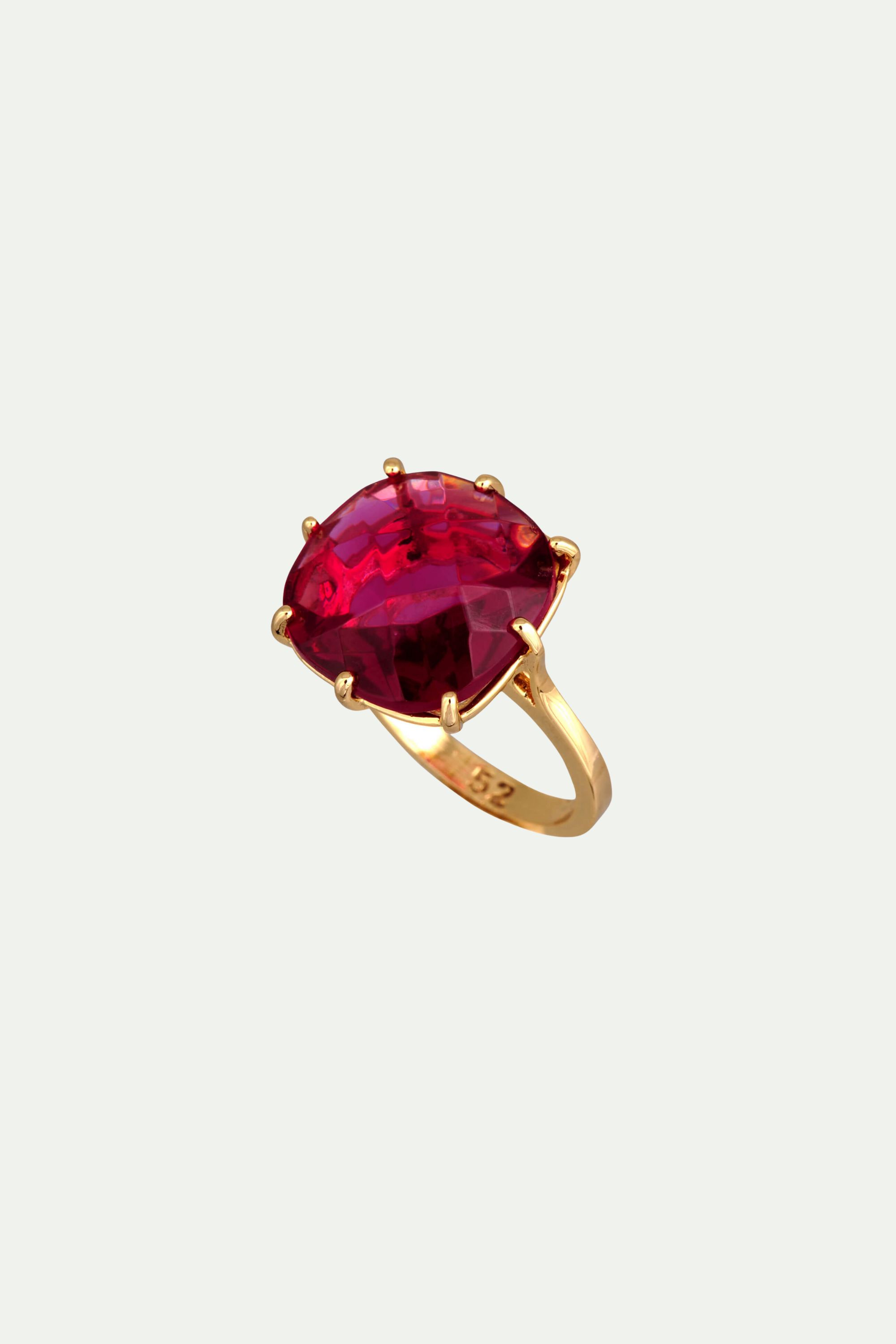 Blackcurrant Square Stone La Diamantine Solitaire Ring