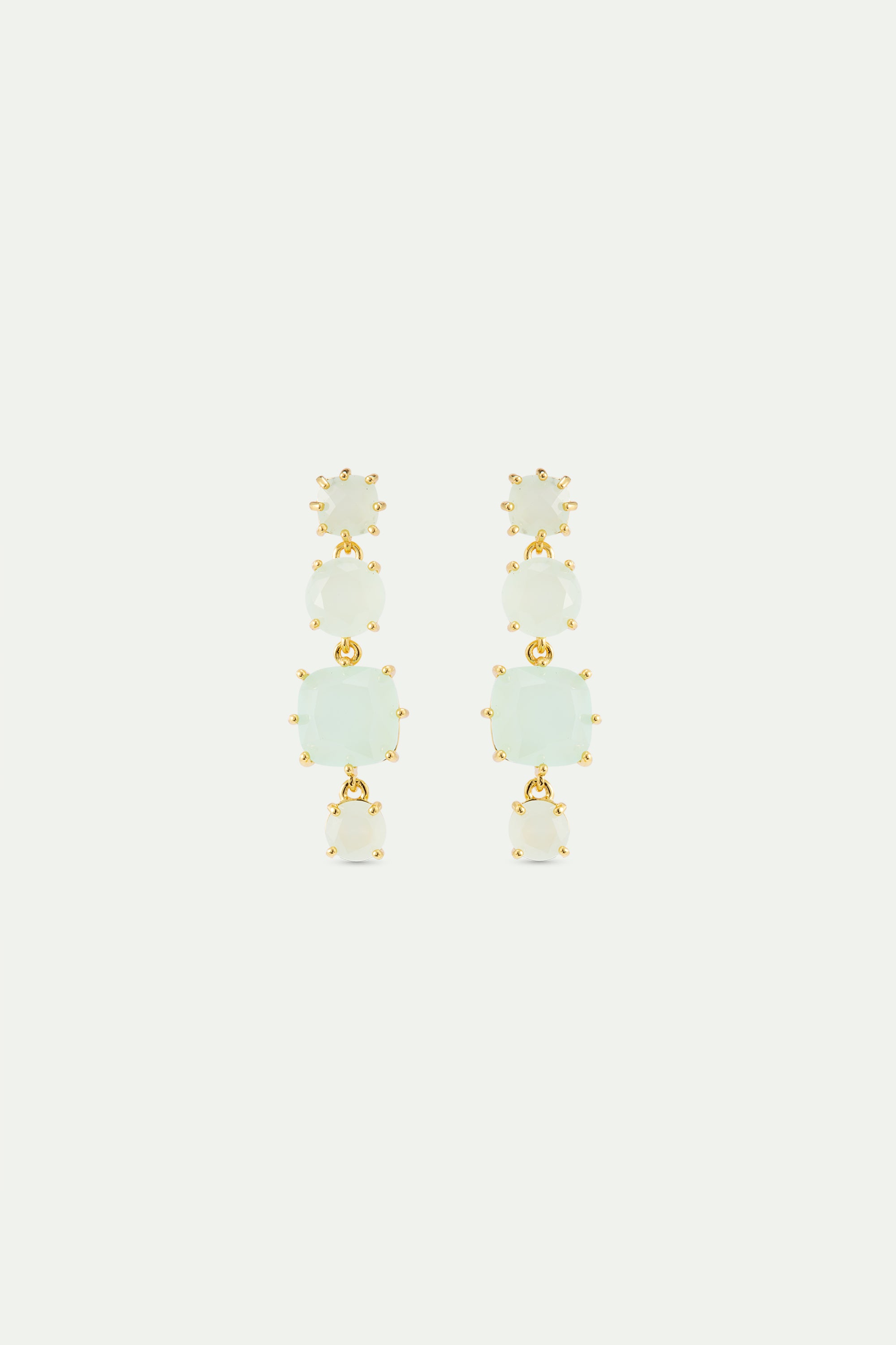 Diamantine earrings with 4 sea green stones