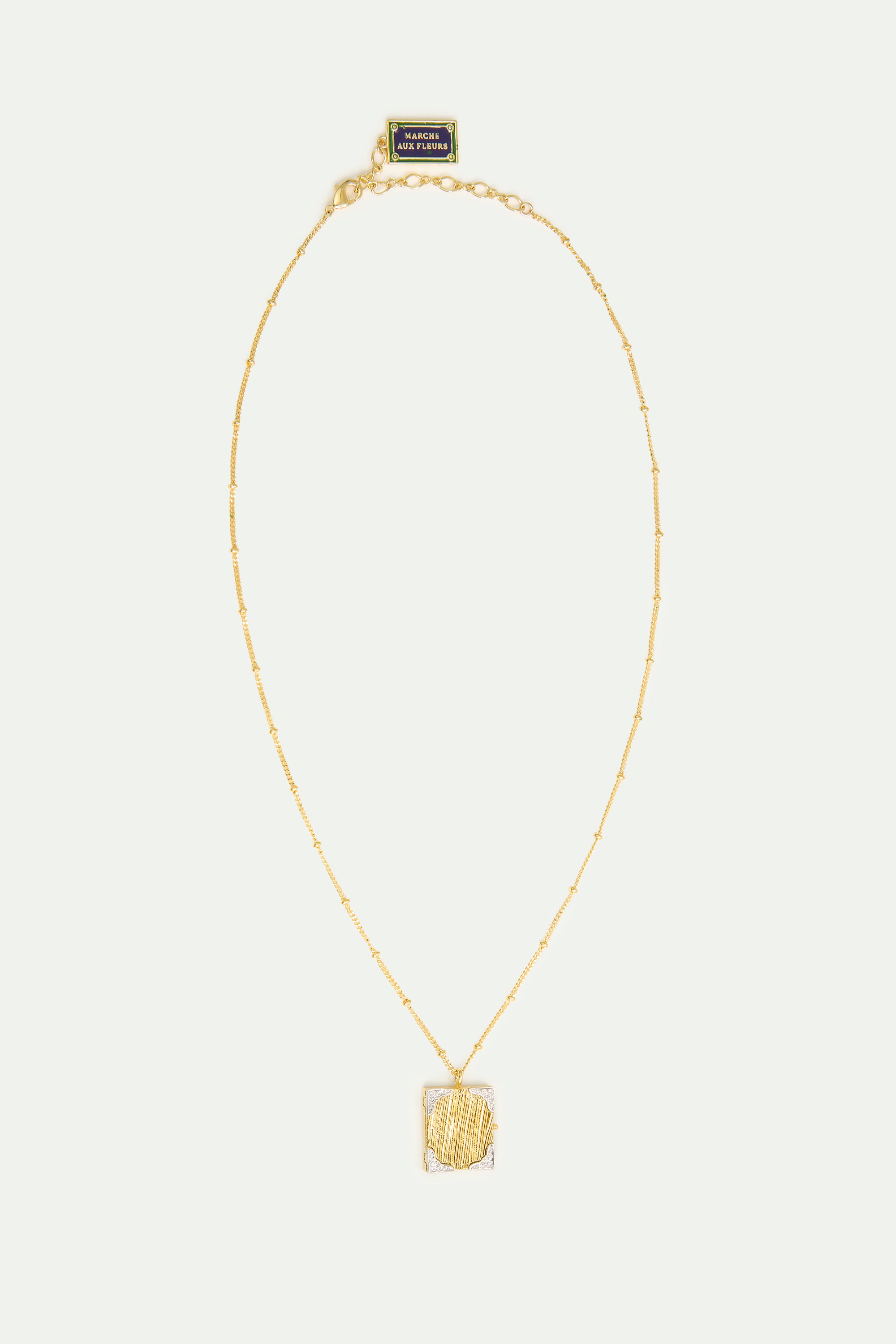 Golden art case pendant necklace