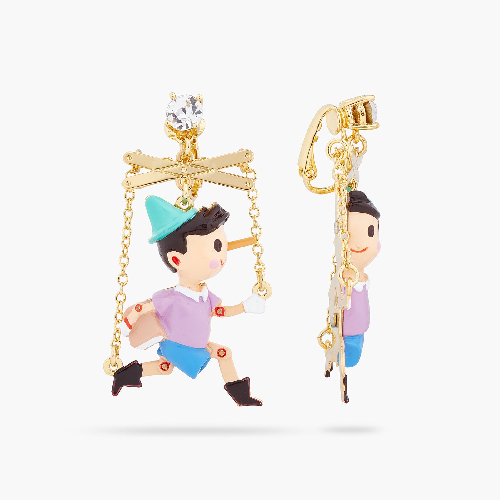 Pinocchio puppet post earrings