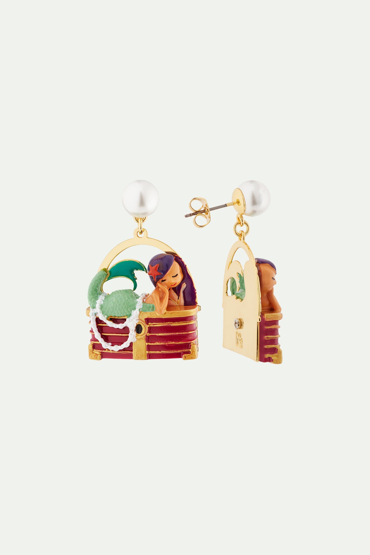 Pendientes sirena y cofre del tesoro
