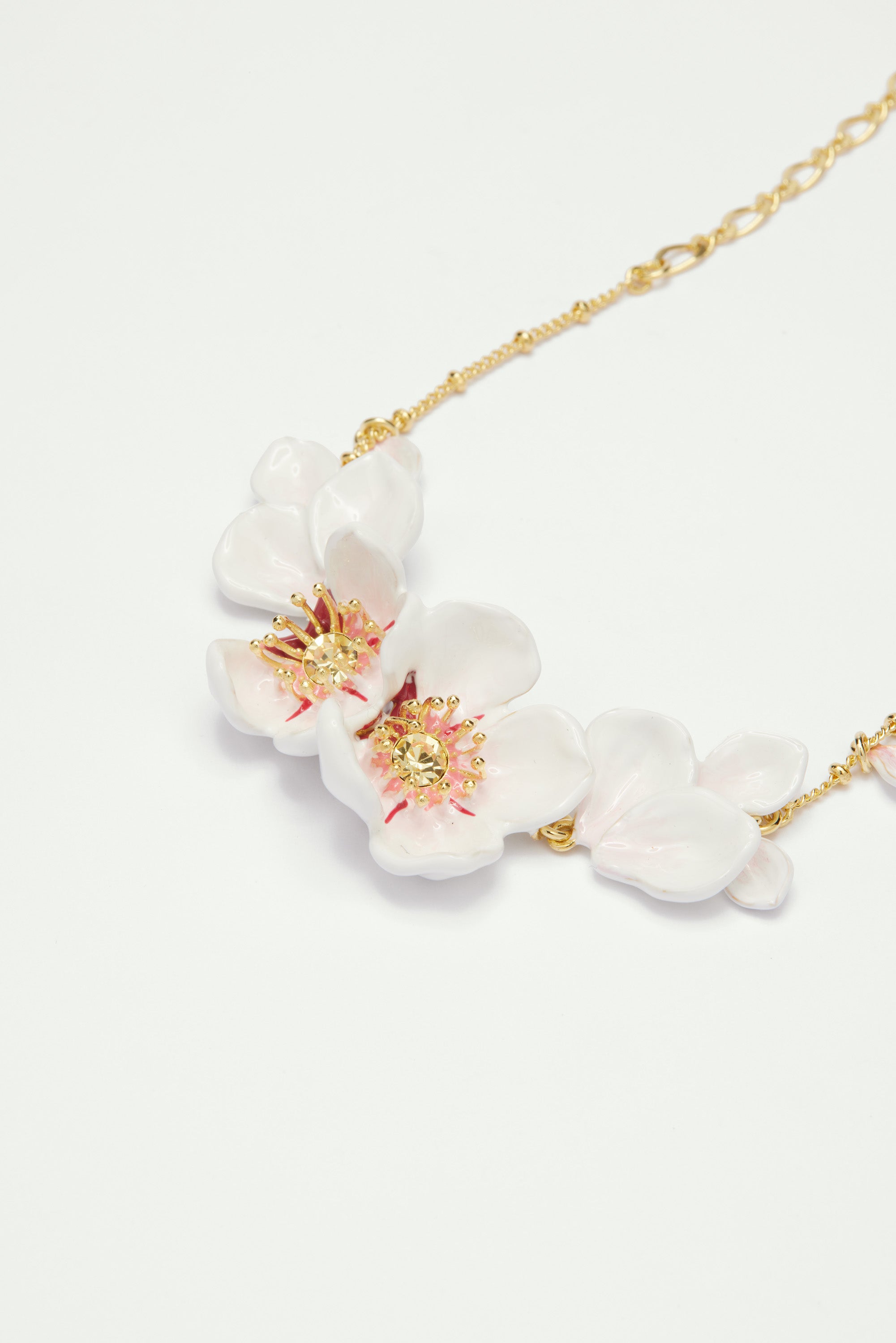 Japanese white cherry blossom and petals thin bracelet