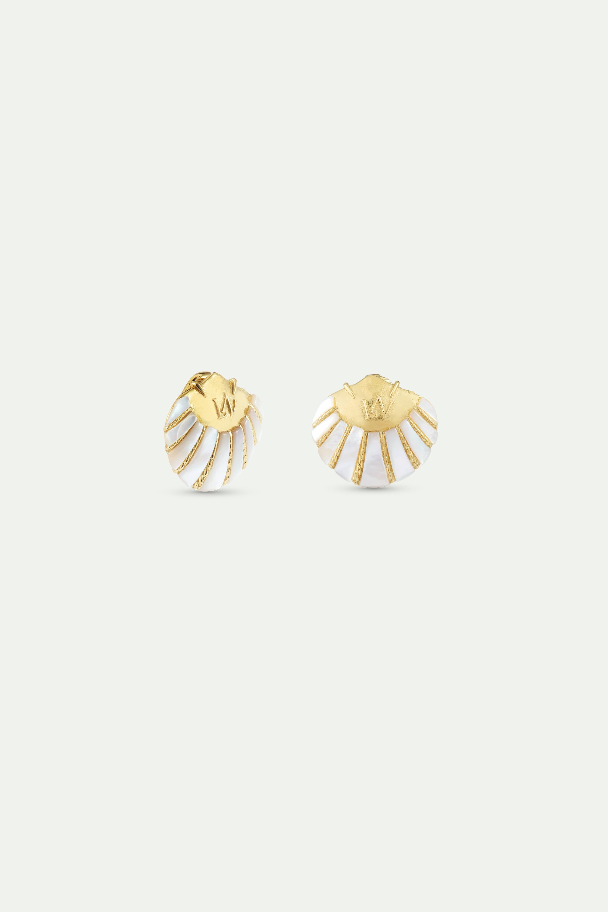 White and gold shell earrings