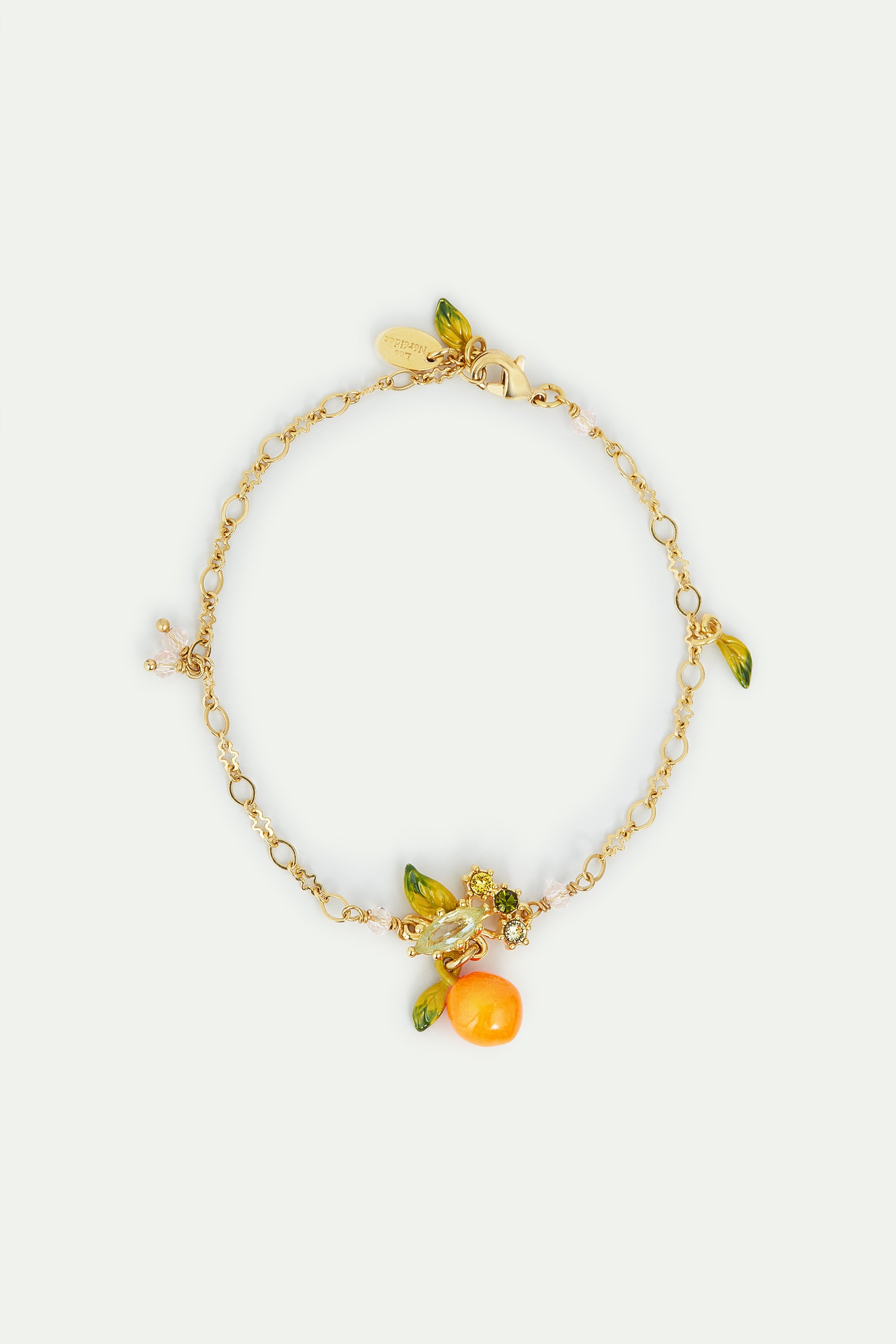 Pulsera fina naranja y hojitas