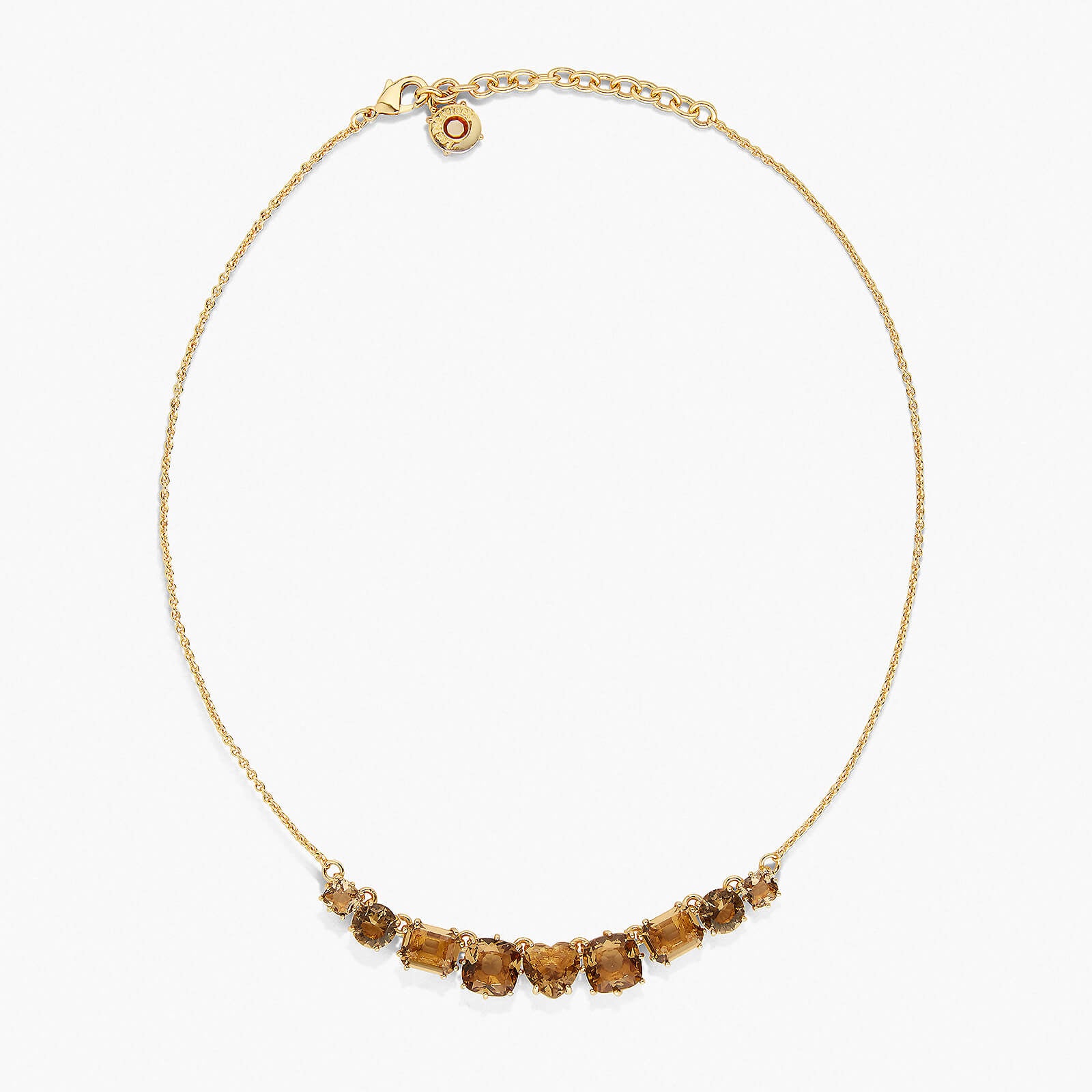 Golden brown diamantine fine 9 stone necklace