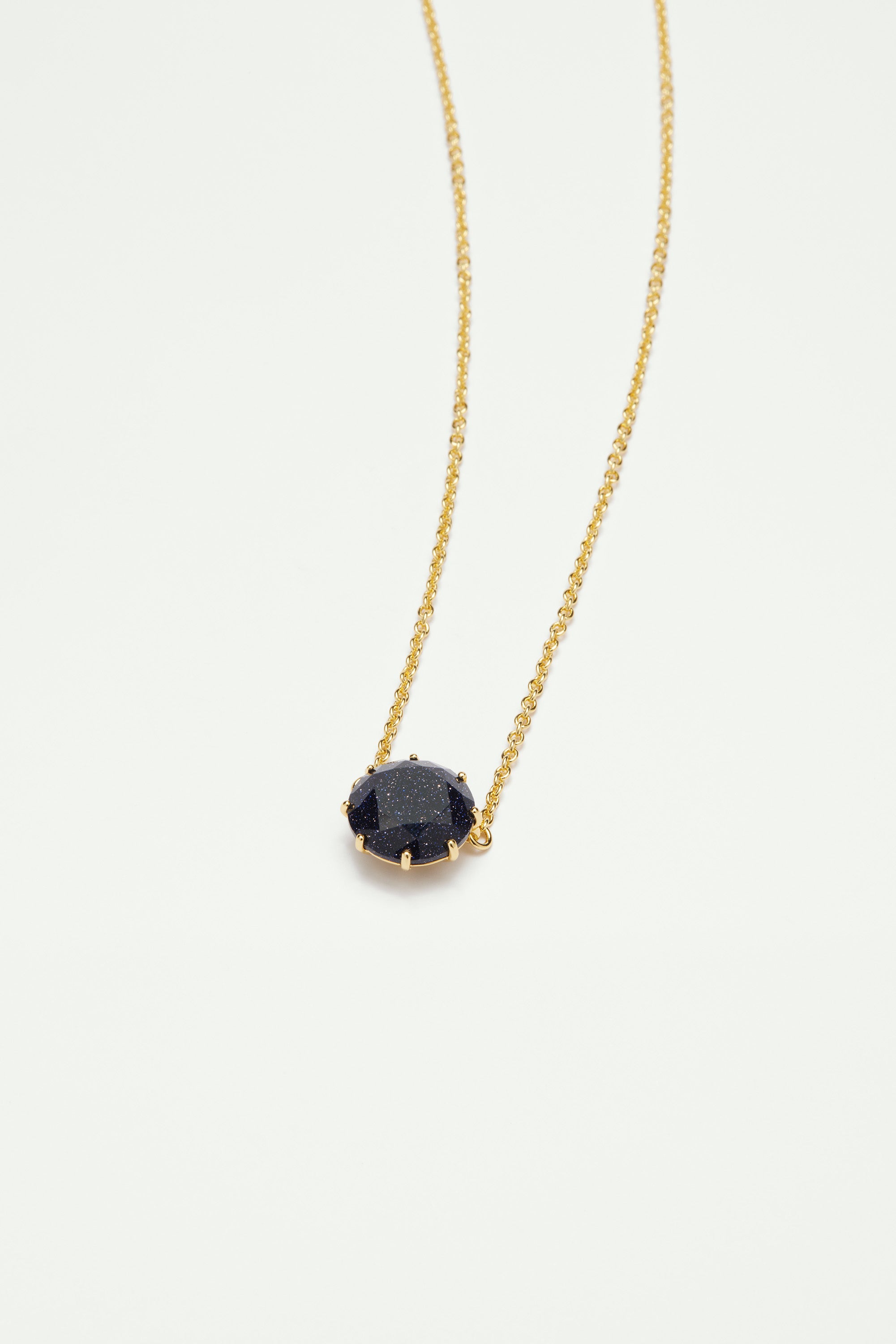 Deep Sparkling Blue Round Stone La Diamantine Pendant Necklace