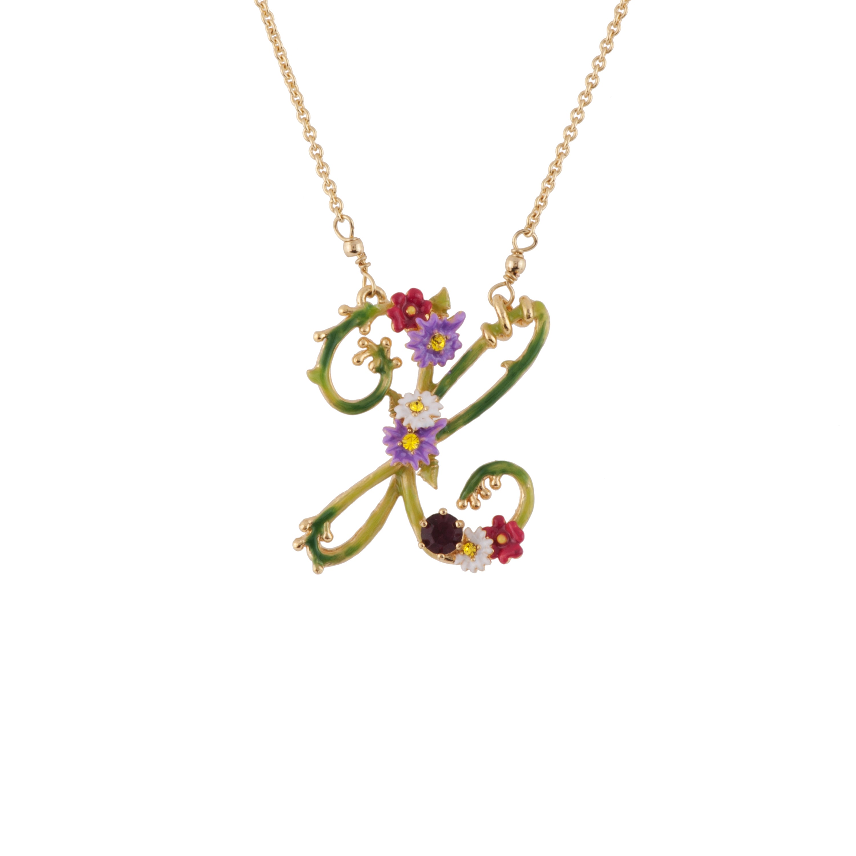 Necklace 38+4cm LETTRES FLORALES Letter X