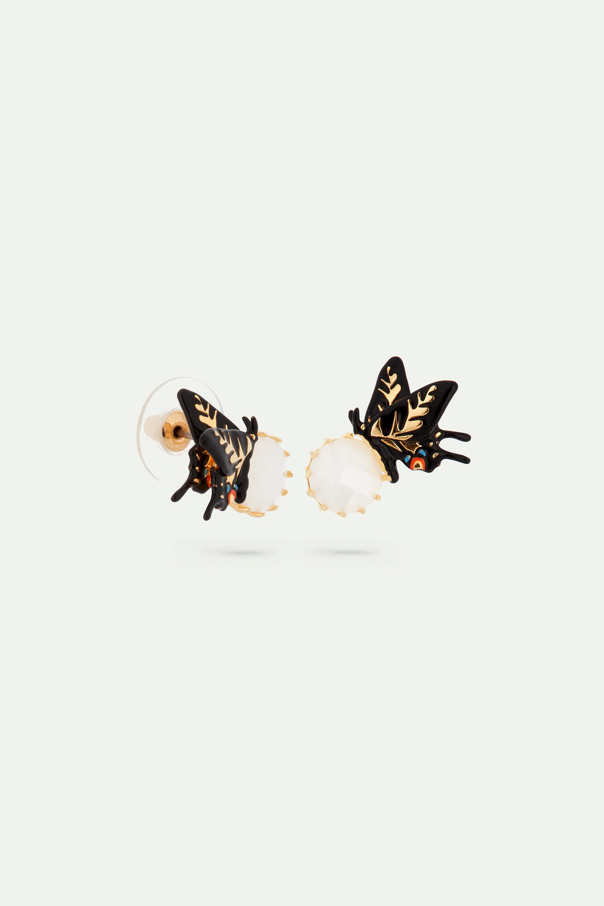 Pendientes de mariposa y cristal facetado