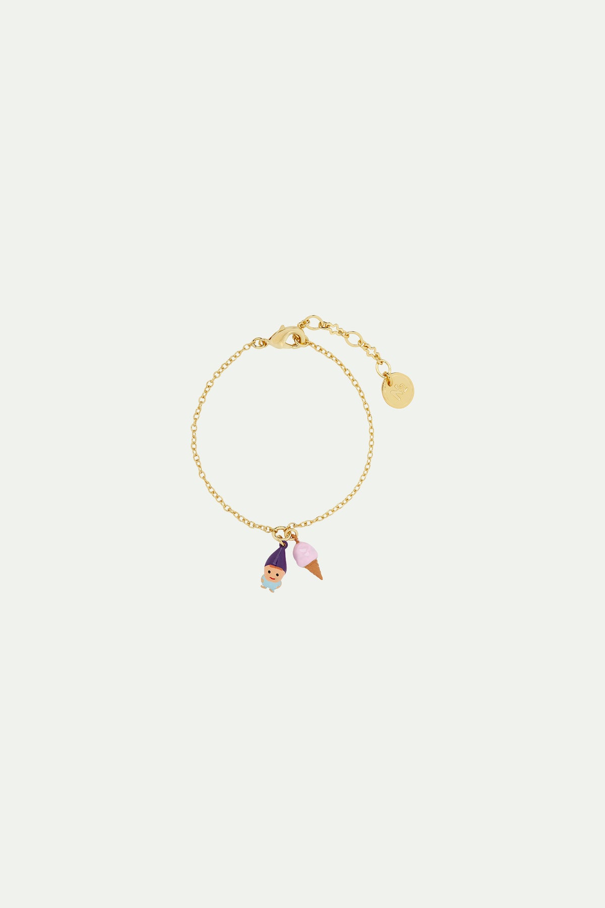 Pulsera fina gnomo de jardín y helado italiano