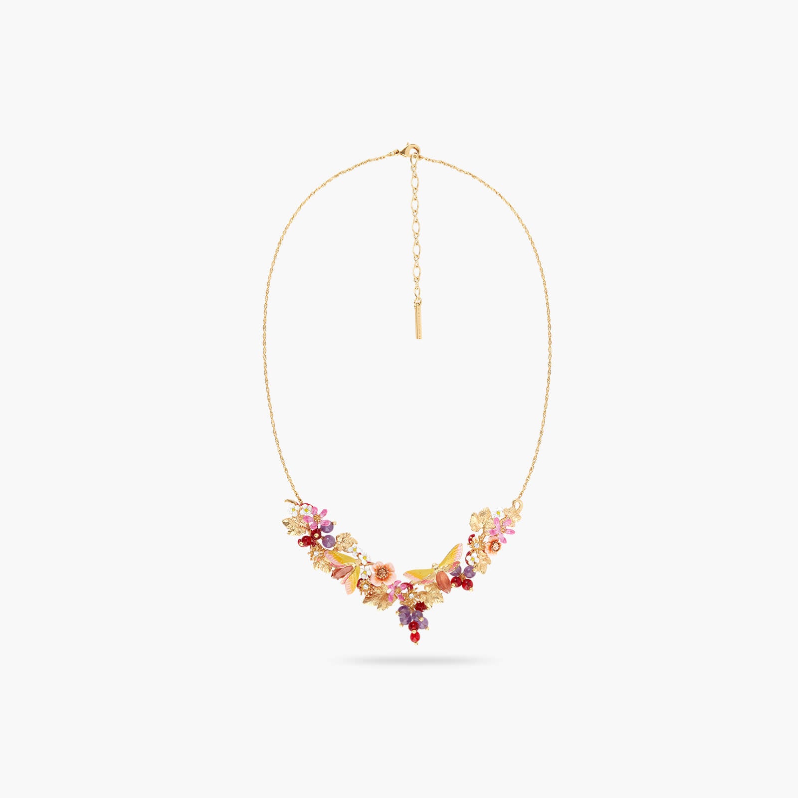 Grapes, flowers and butterfly statement necklace