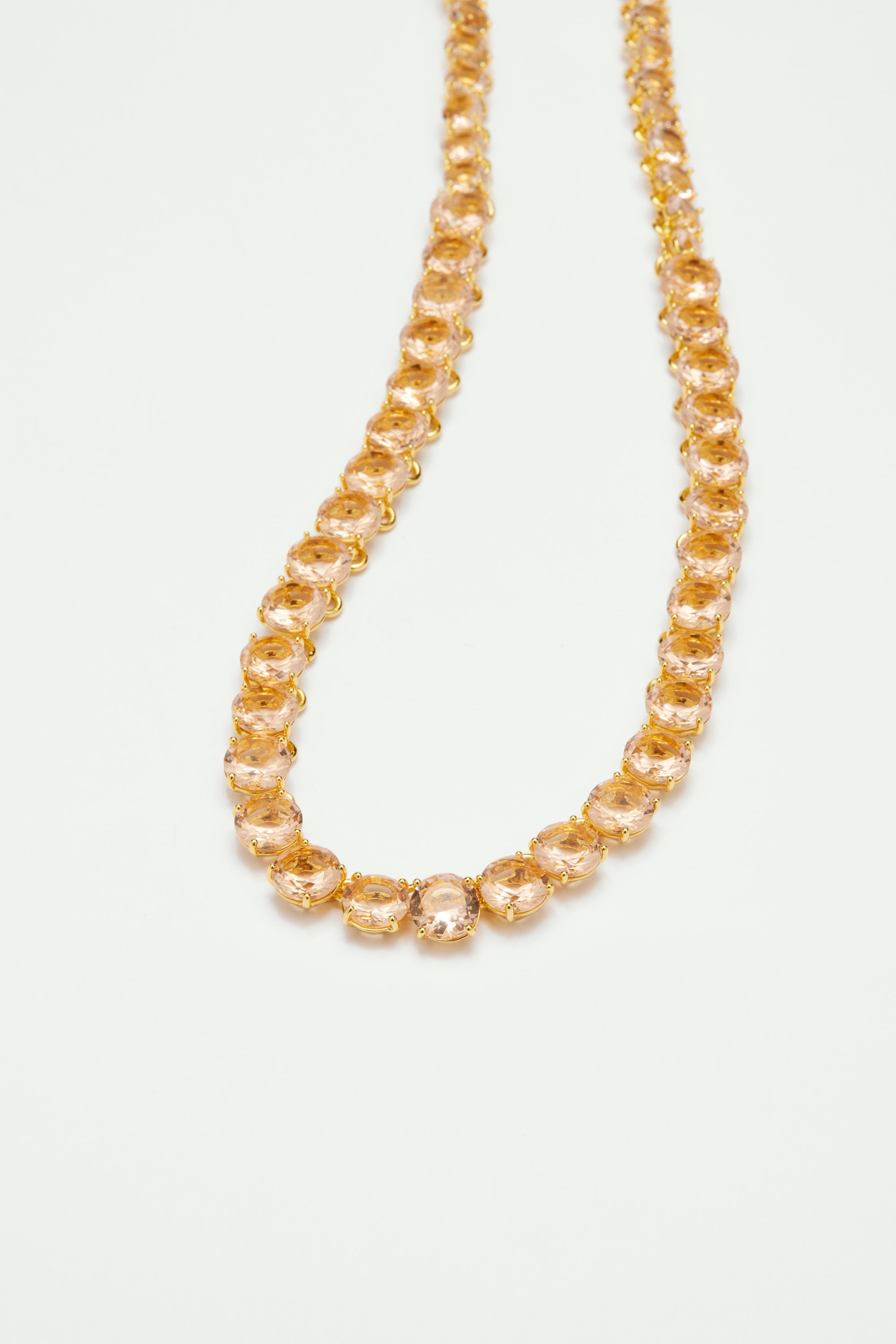 Apricot pink diamantine round stone choker necklace