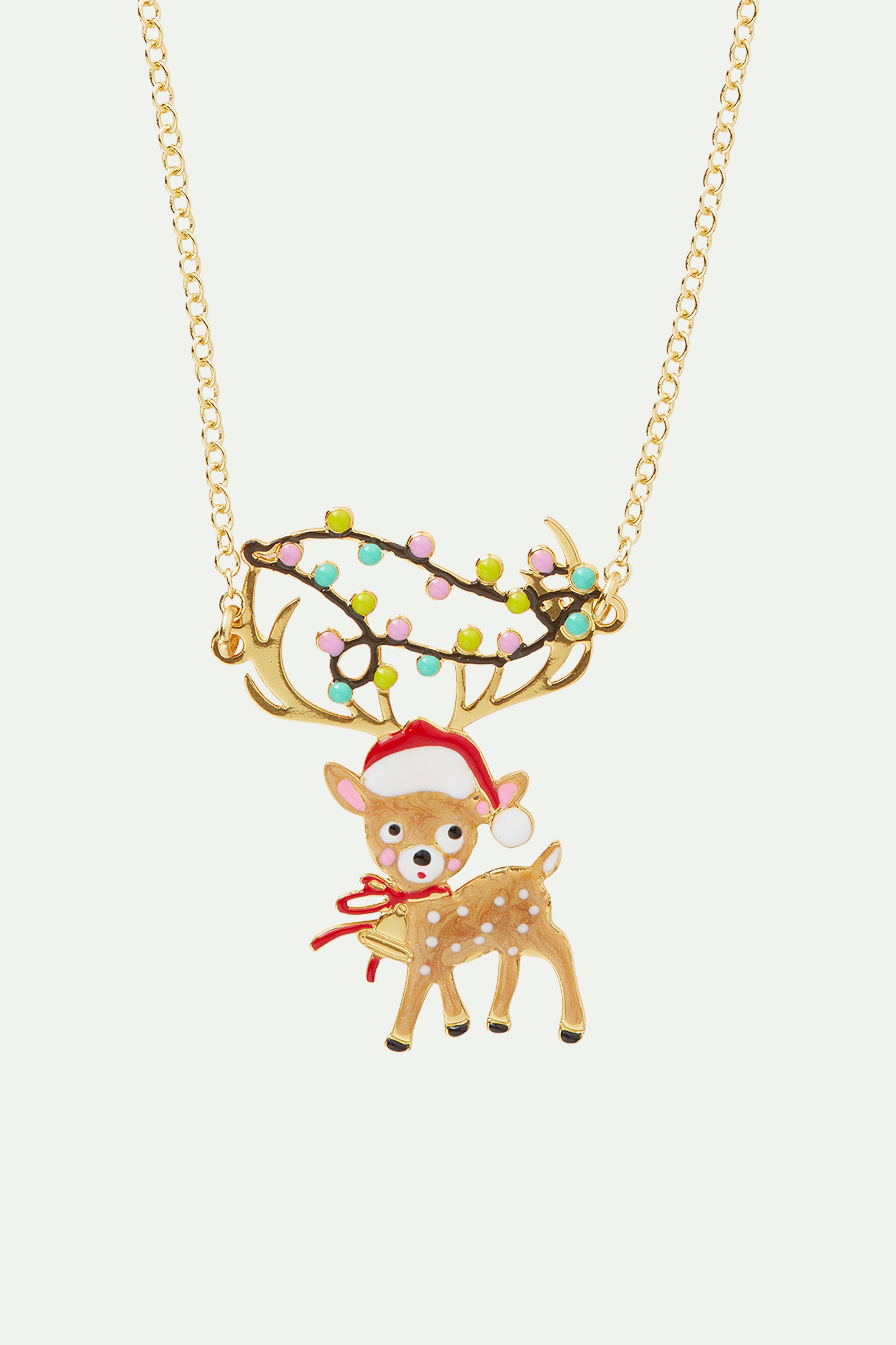 Reindeer and fairy light pendant necklace