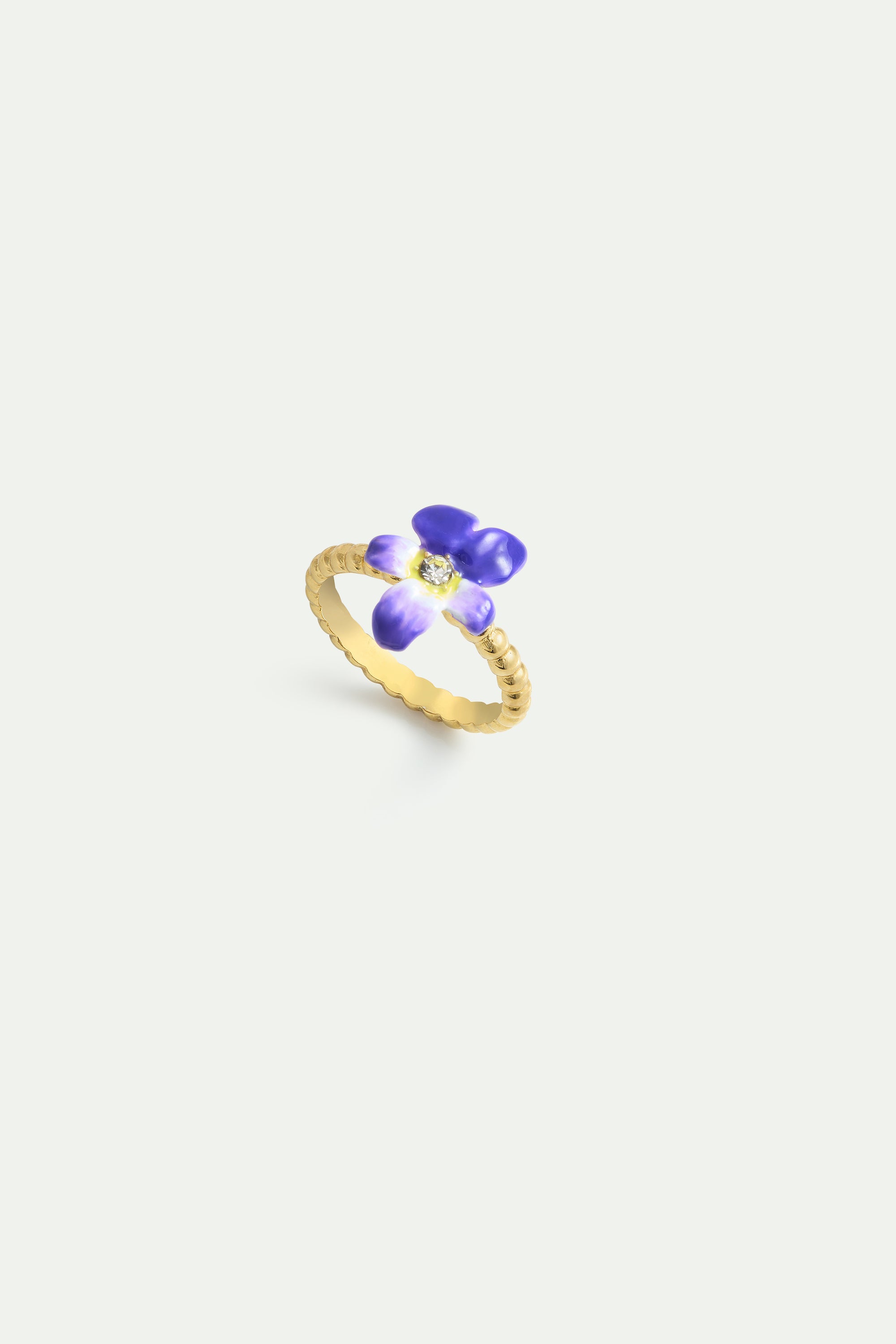 Bague petite violette et cristal facetté