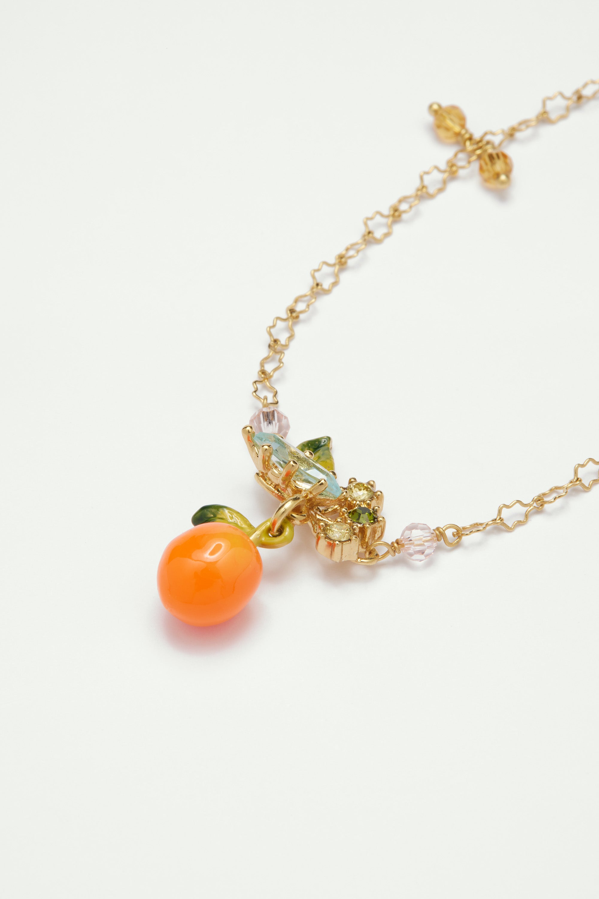 Pulsera fina naranja y hojitas