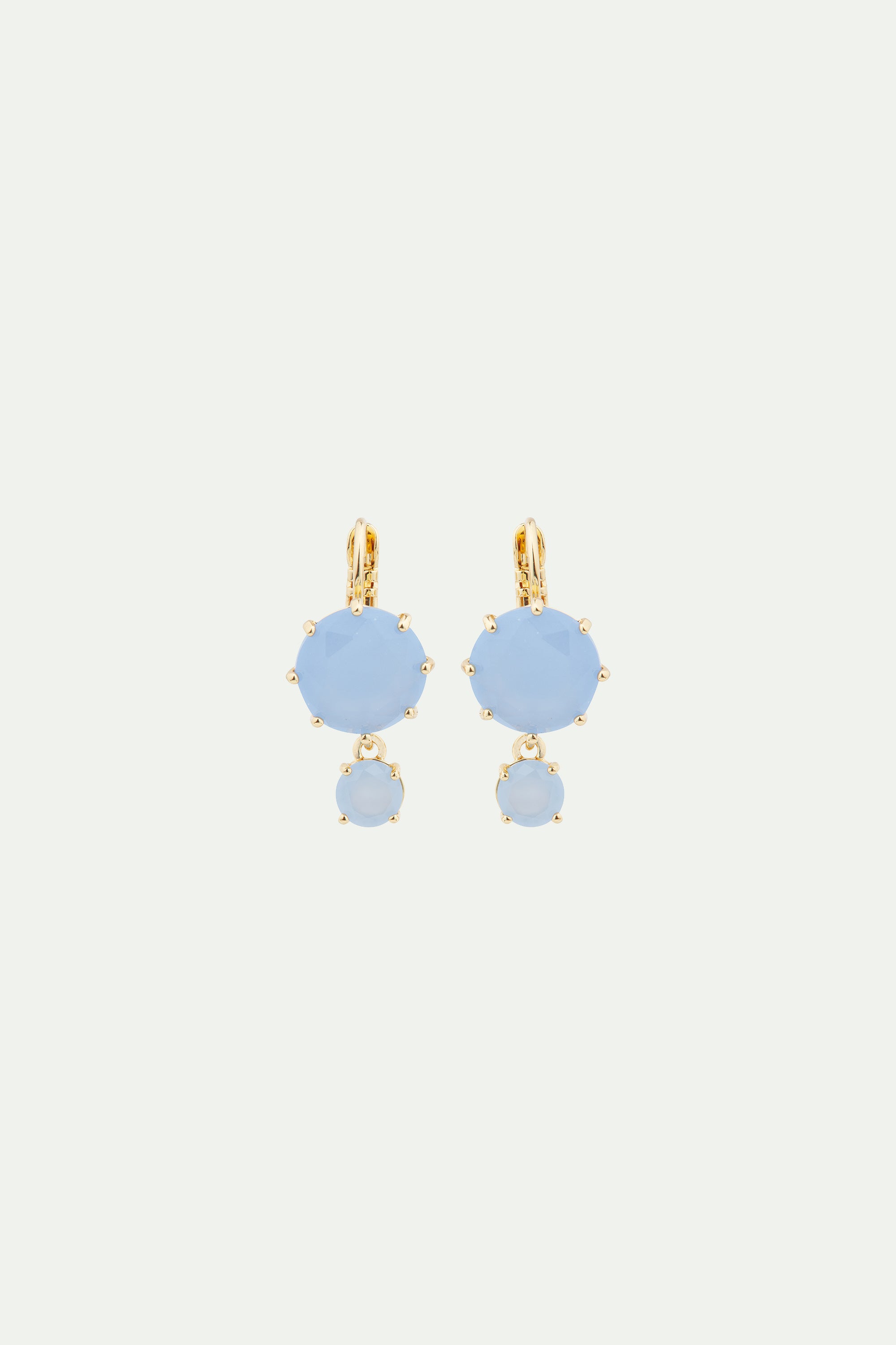 Sky blue Diamantine 2 round stone sleeper earrings